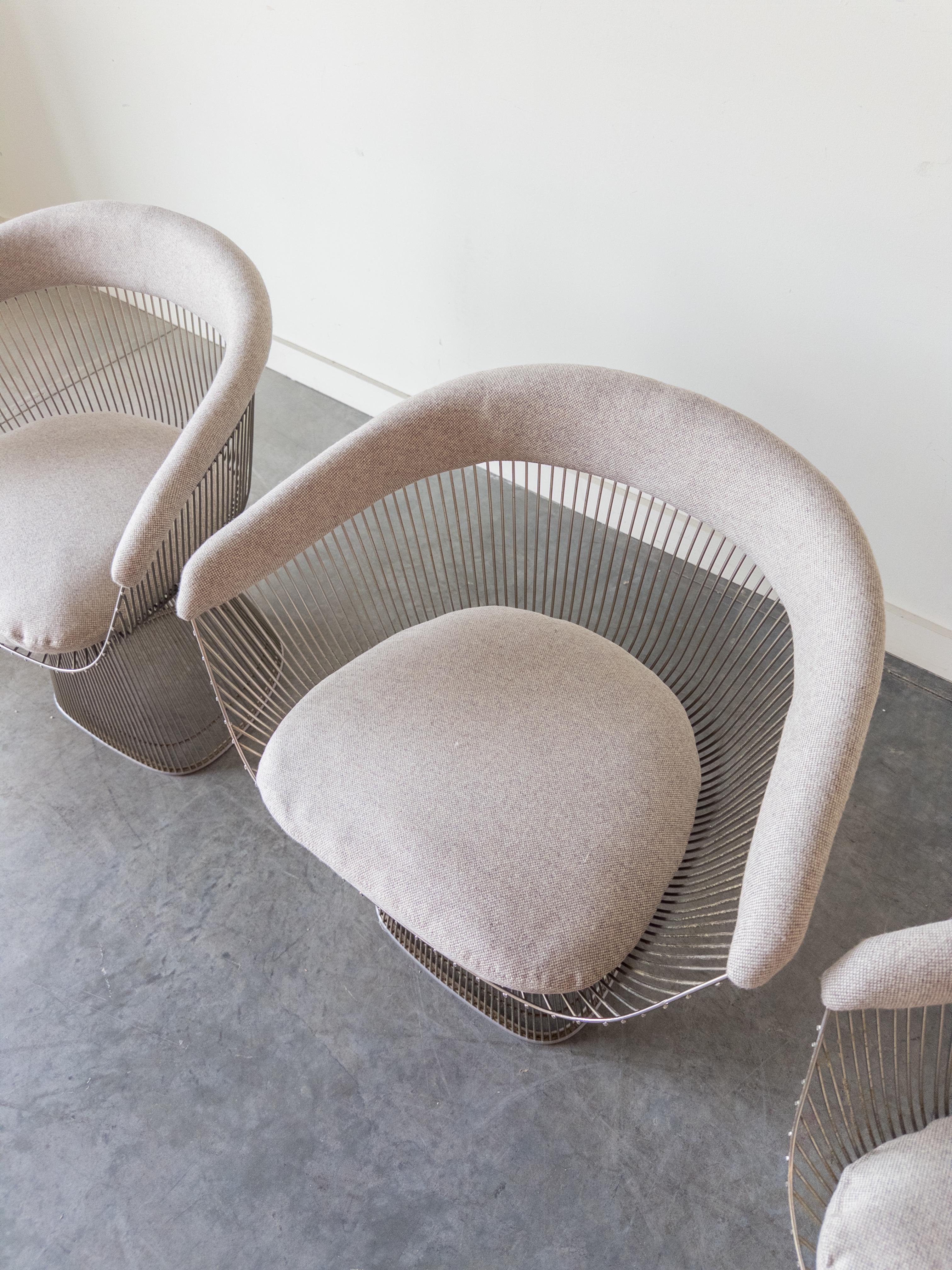 Americano Set di 4 poltrone Platner di Warren Platner per Knoll con tessuto Loro Piana in vendita