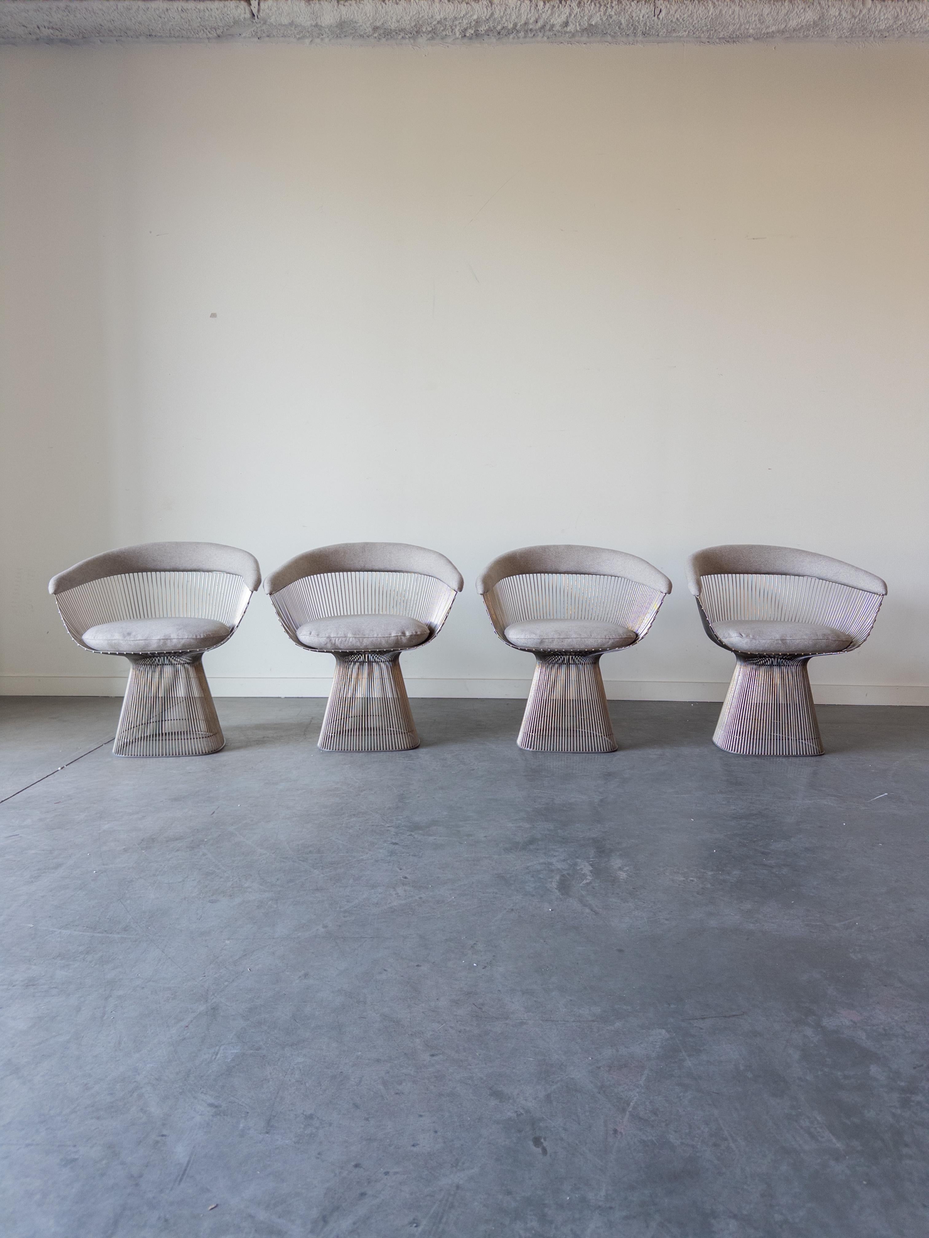 Set di 4 poltrone Platner di Warren Platner per Knoll con tessuto Loro Piana In condizioni buone in vendita a New York, NY