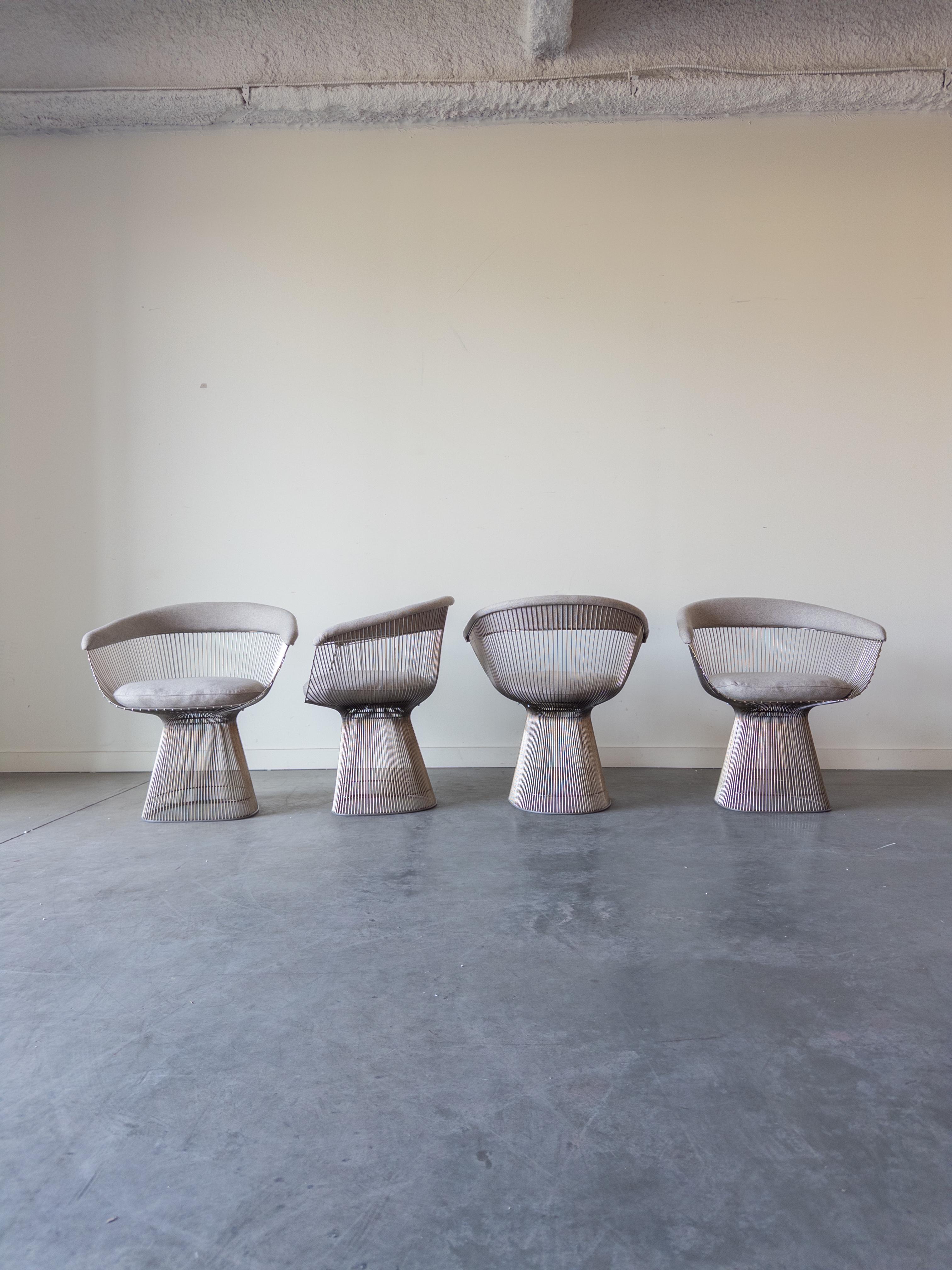 Fine XX secolo Set di 4 poltrone Platner di Warren Platner per Knoll con tessuto Loro Piana in vendita