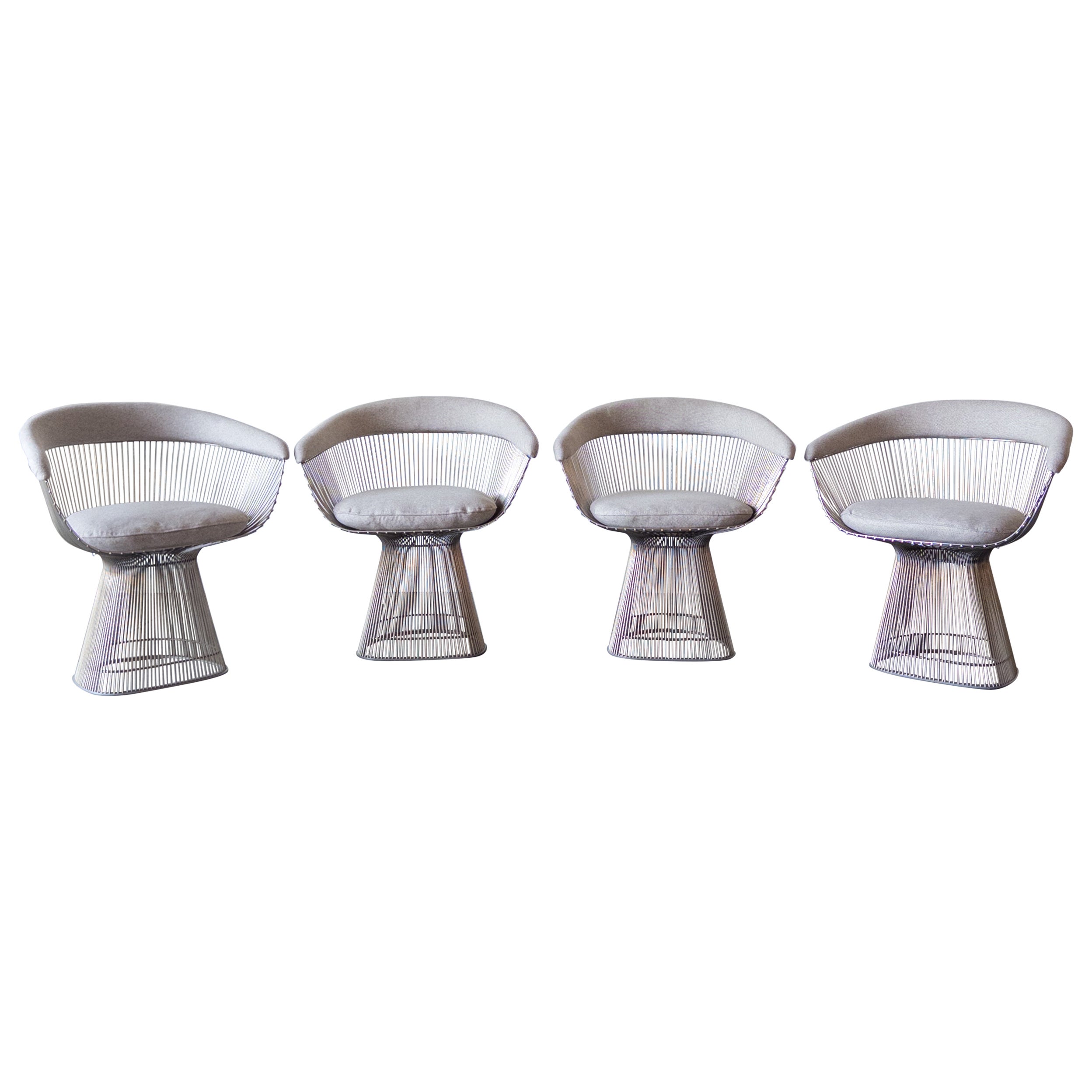Set di 4 poltrone Platner di Warren Platner per Knoll con tessuto Loro Piana in vendita