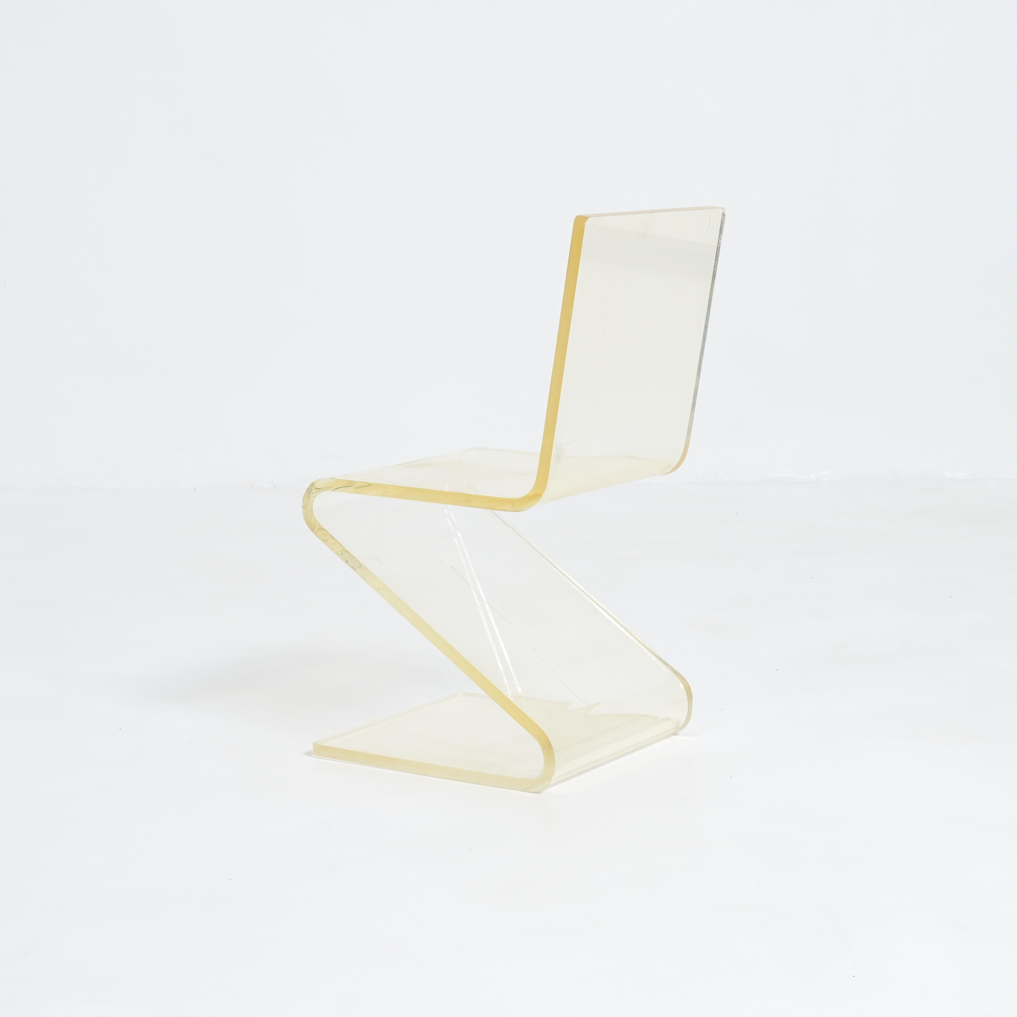 Set of 4 Plexiglass Zig Zag Chairs For Sale 9
