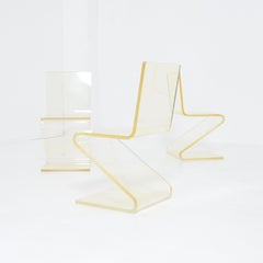 Satz von 4 Plexiglas Zig Zag Stühlen