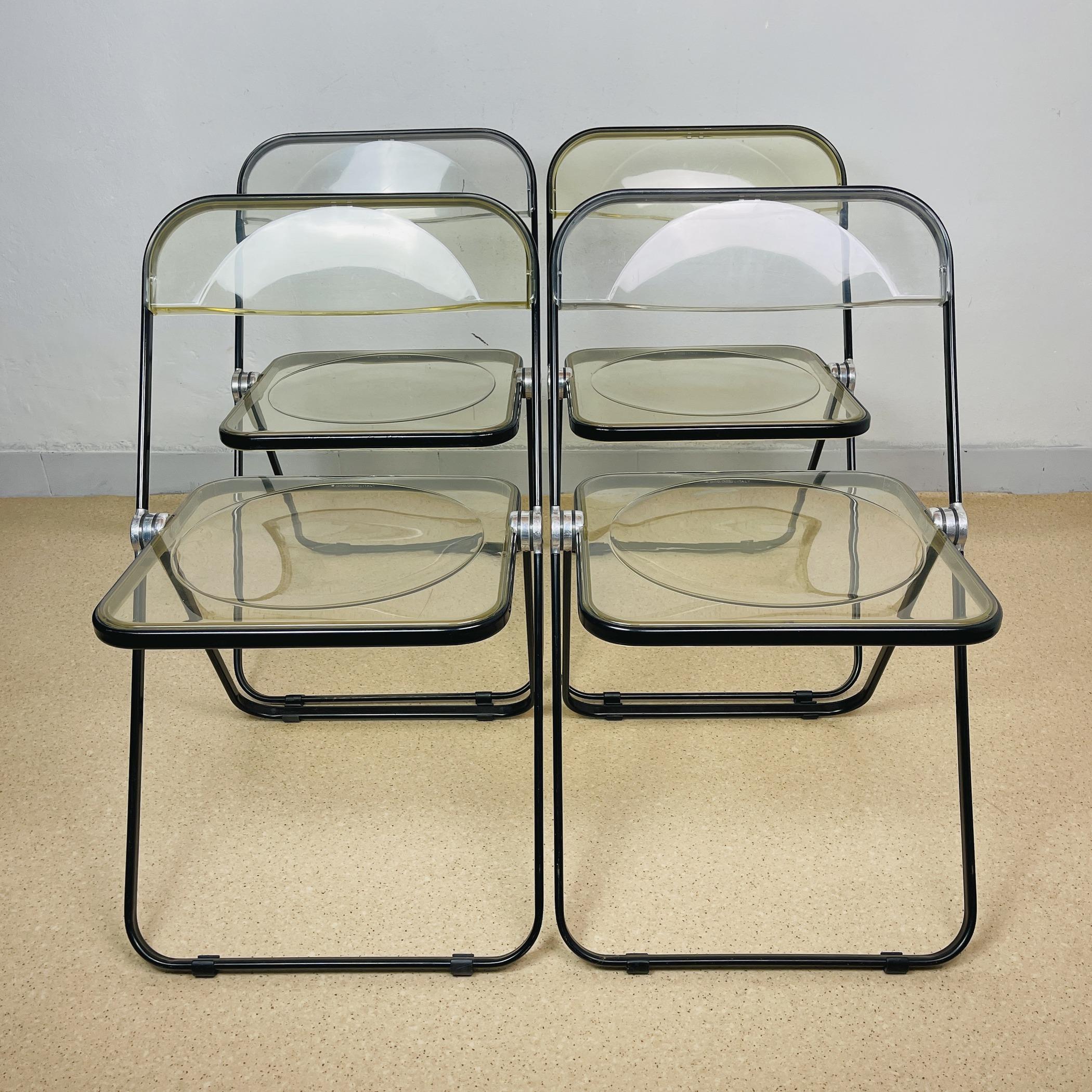 Set of 4 Plia Folding Chairs by Giancarlo Piretti for Castelli, Italy, 1970s 5