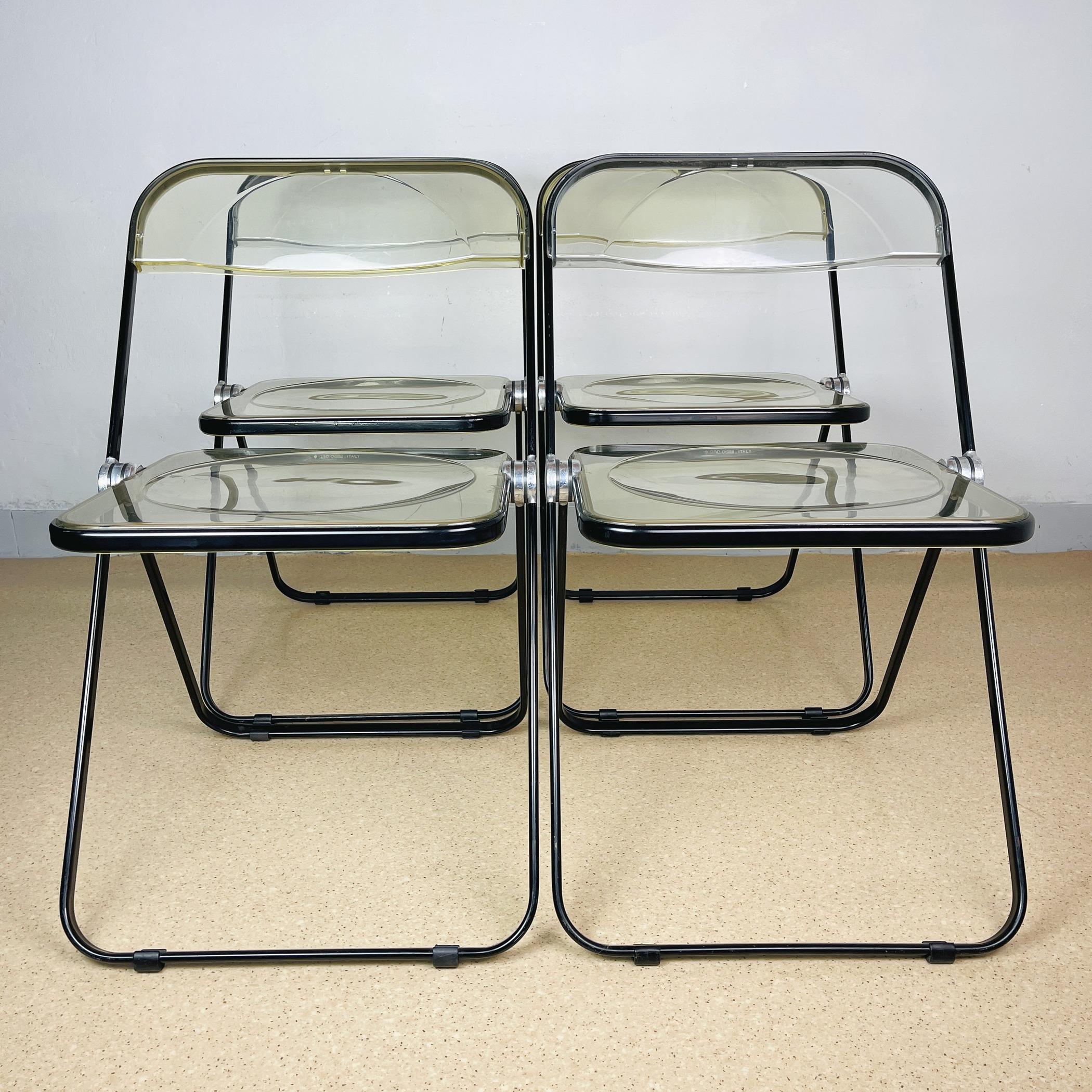 Italian Set of 4 Plia Folding Chairs by Giancarlo Piretti for Castelli, Italy, 1970s