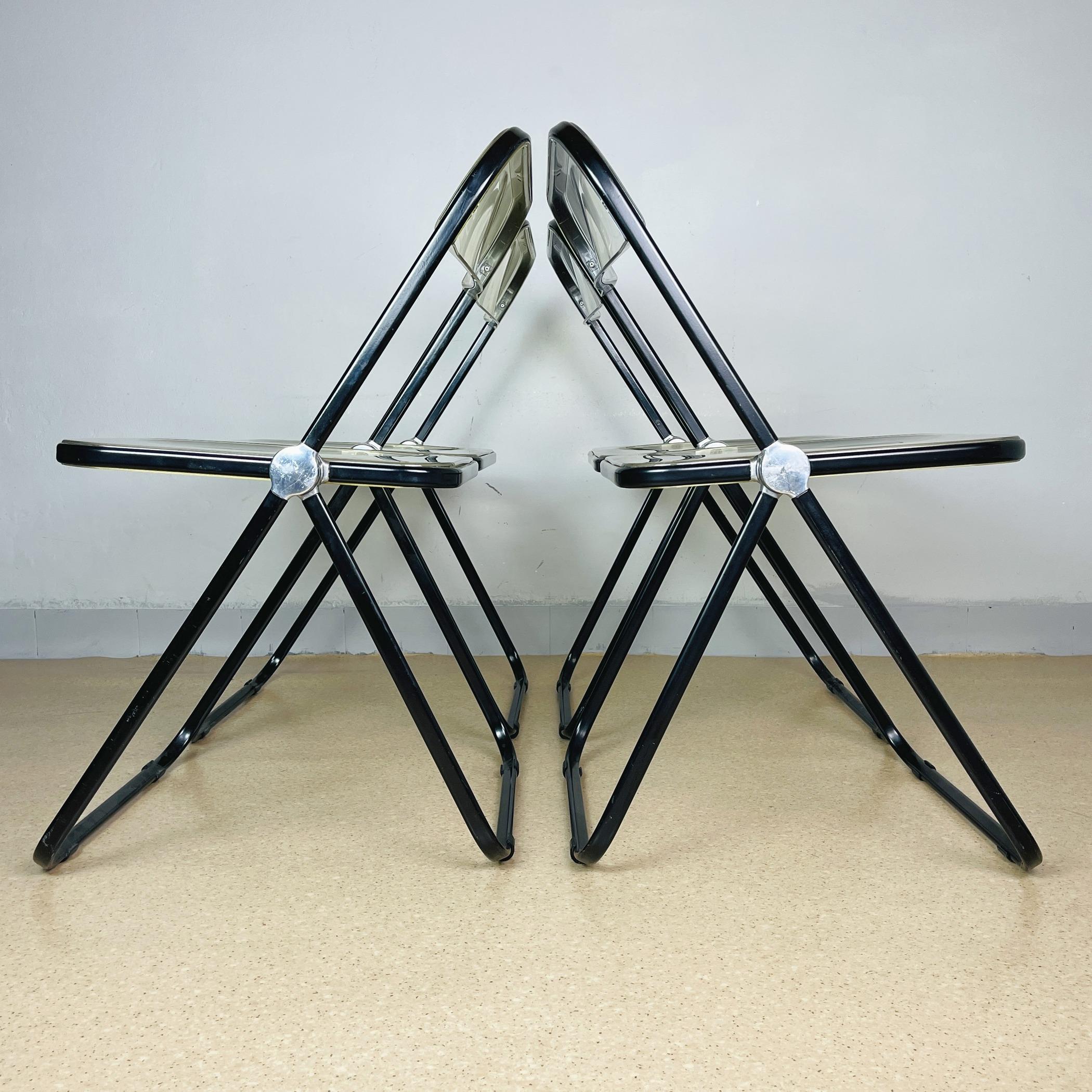 Plastic Set of 4 Plia Folding Chairs by Giancarlo Piretti for Castelli, Italy, 1970s