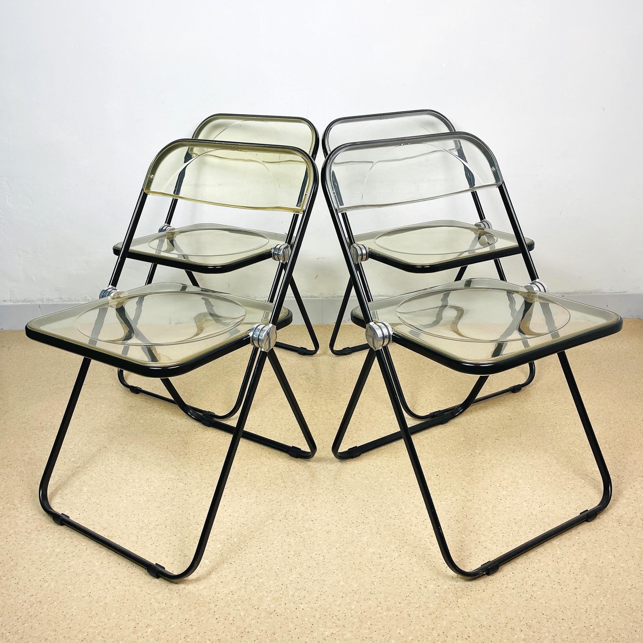 Set of 4 Plia Folding Chairs by Giancarlo Piretti for Castelli, Italy, 1970s 1