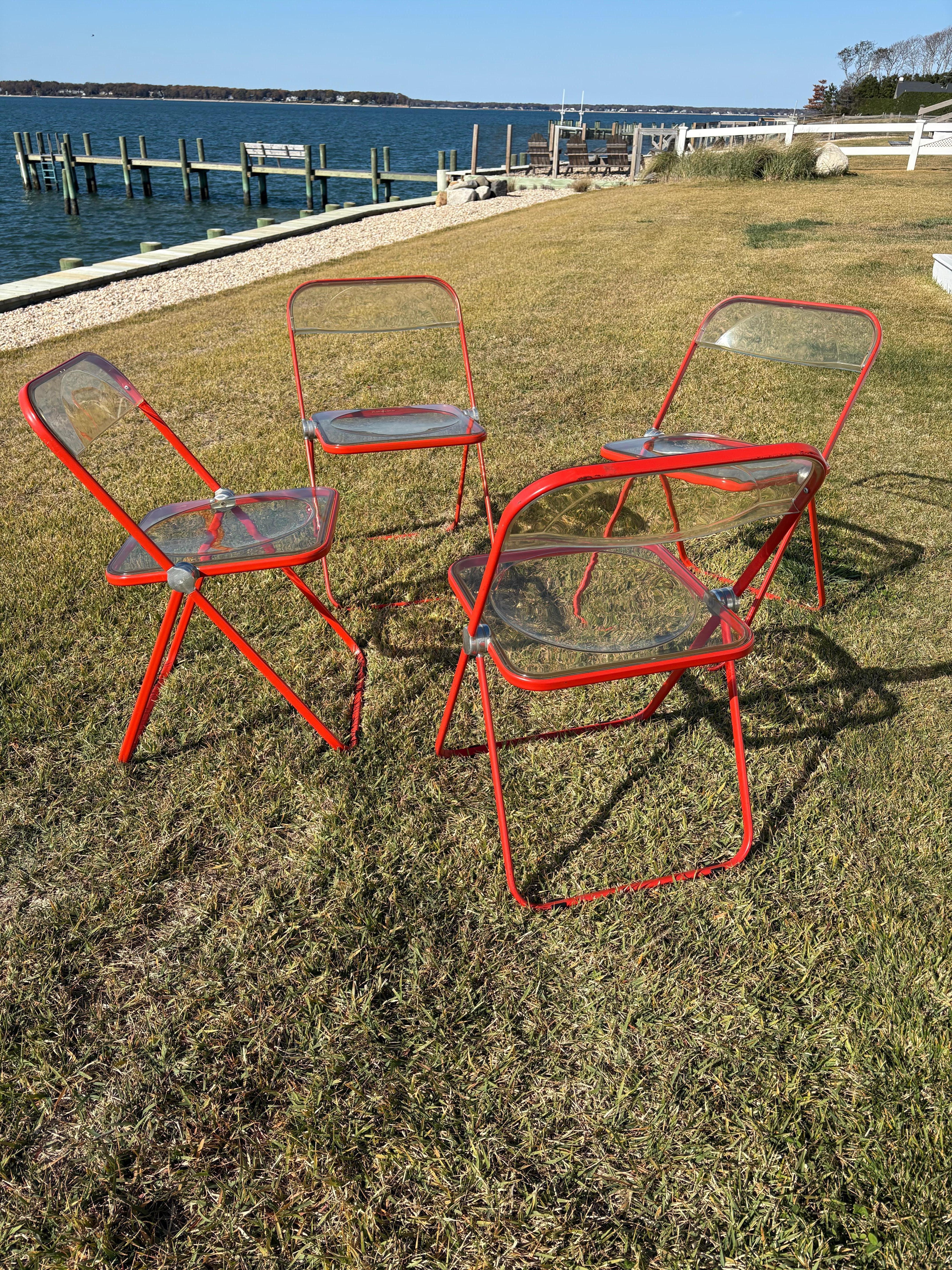 Mid-Century Modern Ensemble de 4 chaises pliantes italiennes 