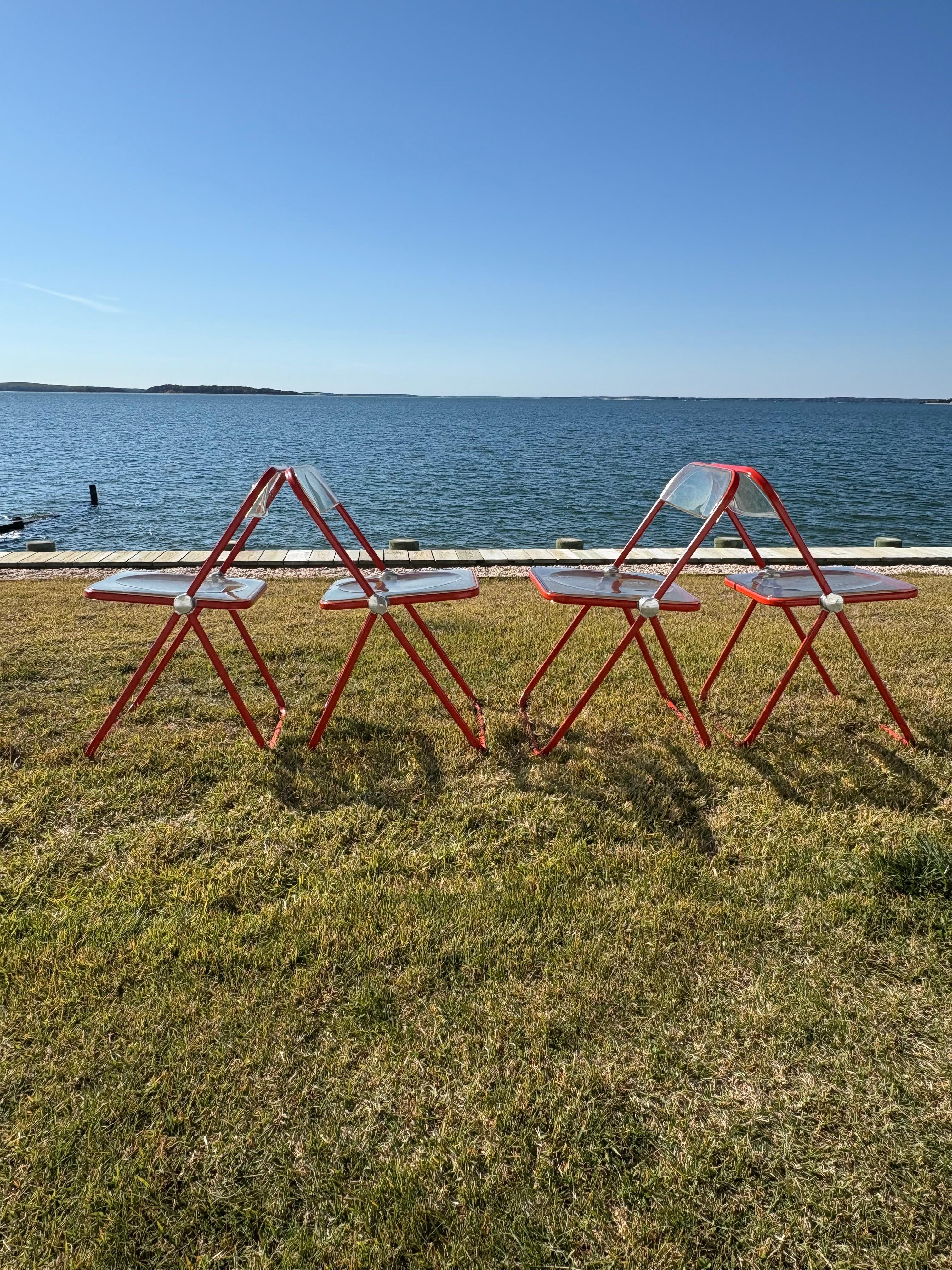 Aluminium Ensemble de 4 chaises pliantes italiennes 