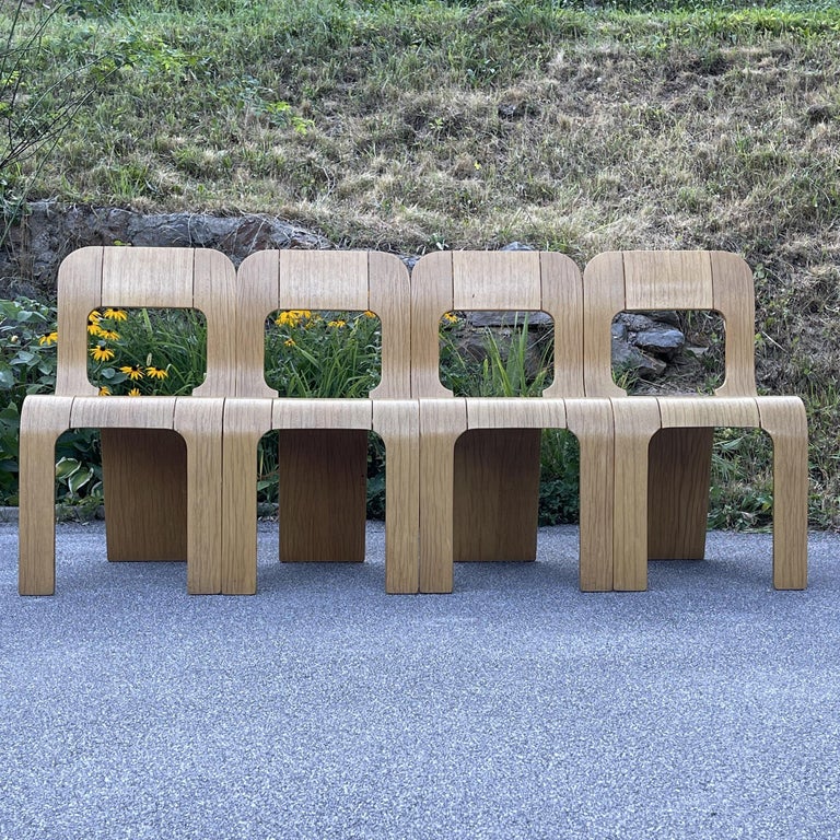 Set of 4 Plywood Dining Chairs Esse by Gigi Sabadin for Stilwood Italy 1973s For Sale 7