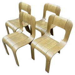 Set of 4 Plywood Dining Chairs Esse by Gigi Sabadin for Stilwood Italy 1973s