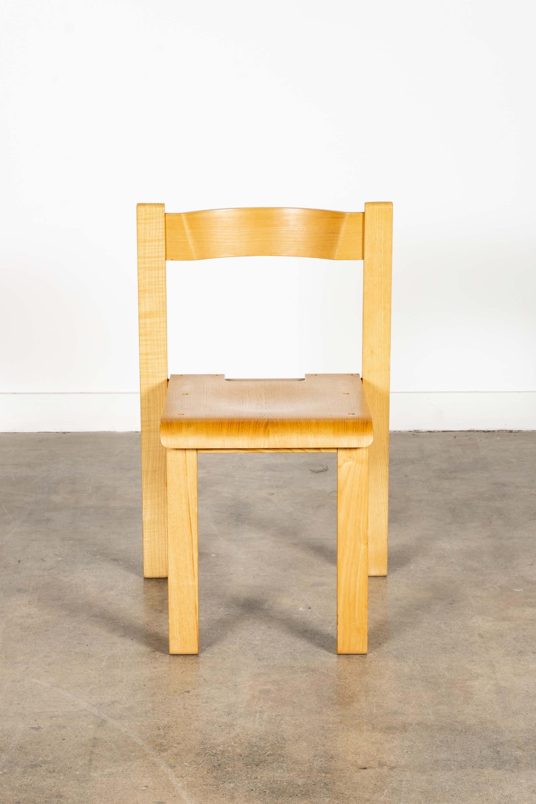 Late 20th Century Set of 4 Plywood School Chairs by Vico Magistretti For Sale