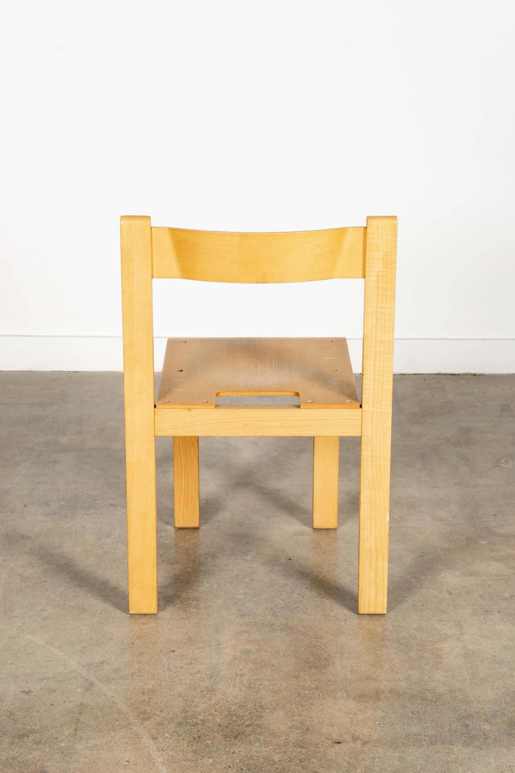 Wood Set of 4 Plywood School Chairs by Vico Magistretti For Sale