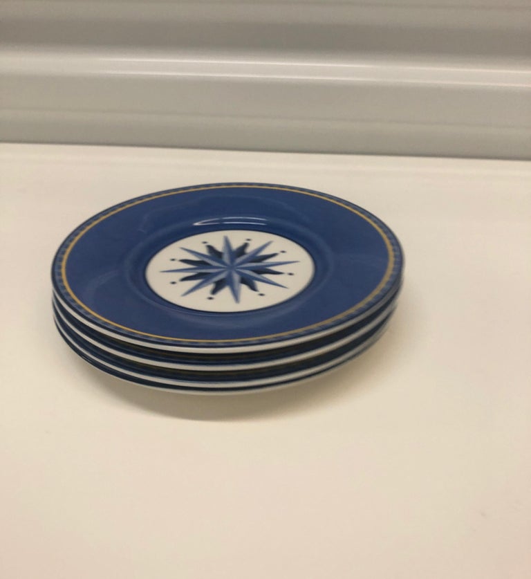 Set of (4) Porcelain Dessert Blue and White Dessert Plates at 1stDibs