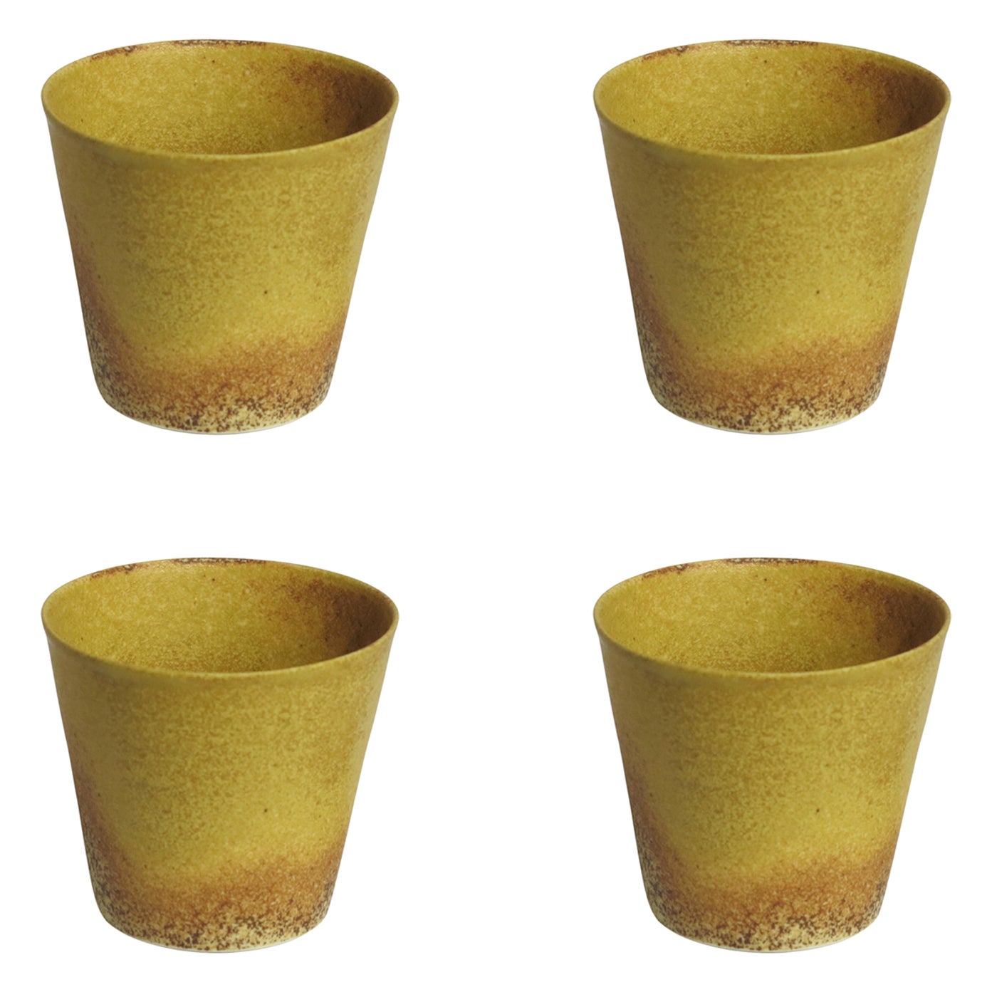 Set of 4 Porcelain Yellow Coffee Cups by Cica Gomez For Sale