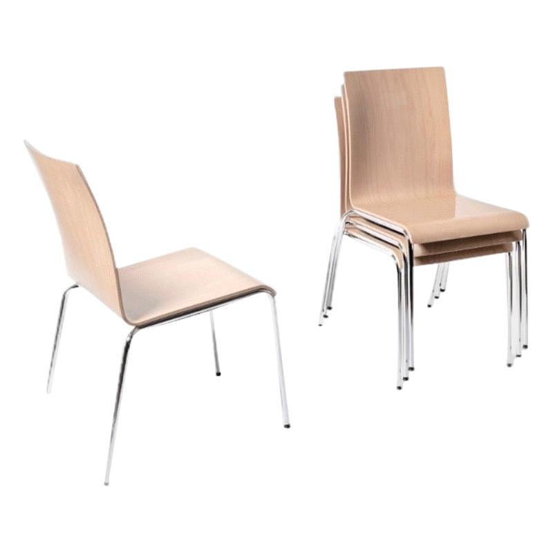 Set of 4 Poro L Chairs, Beech Natural, Made in Switzerland, in Stock