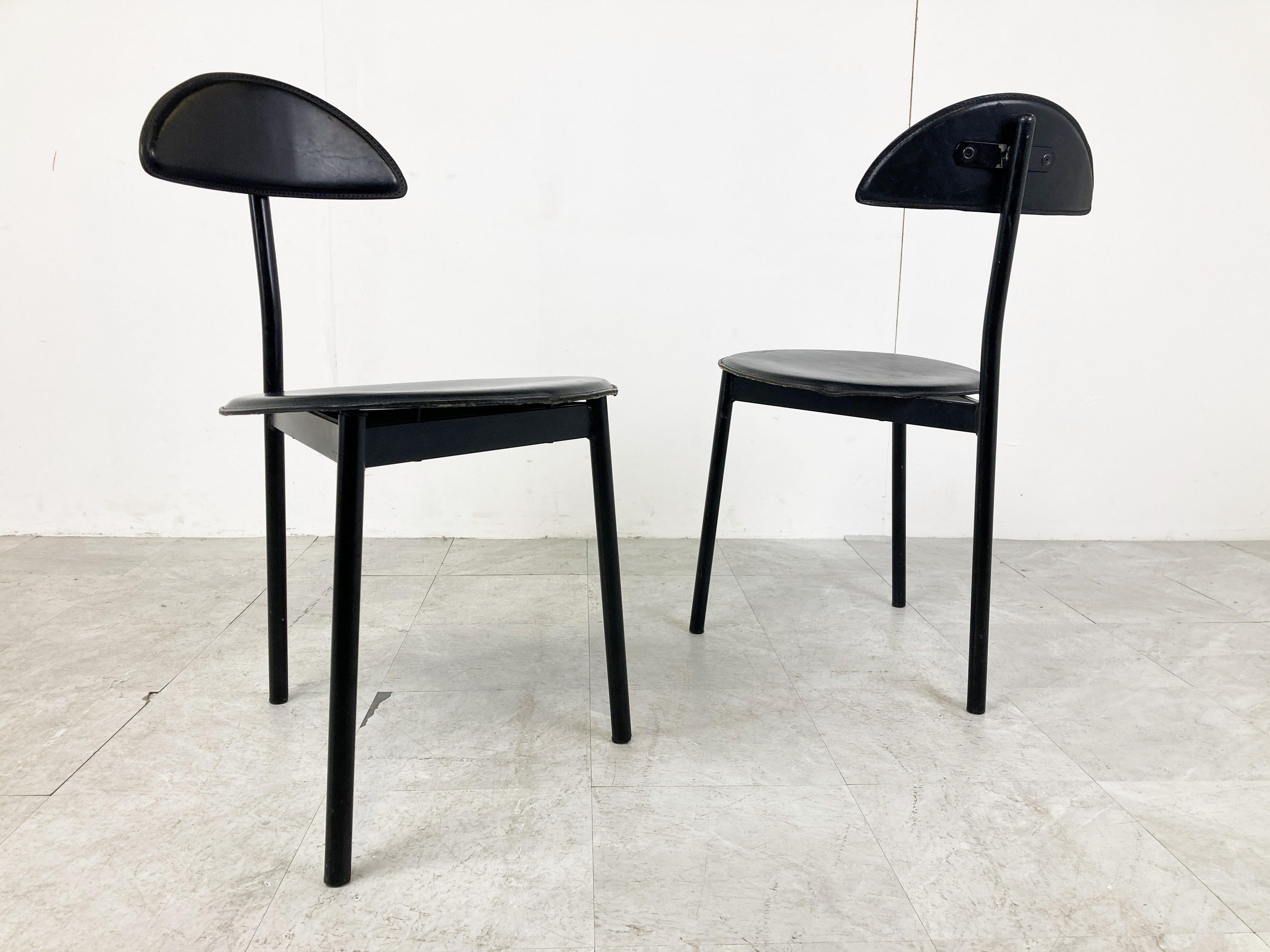 Set of 4 Post Modern Dining Chairs by Linea Veam, 1980s For Sale 2
