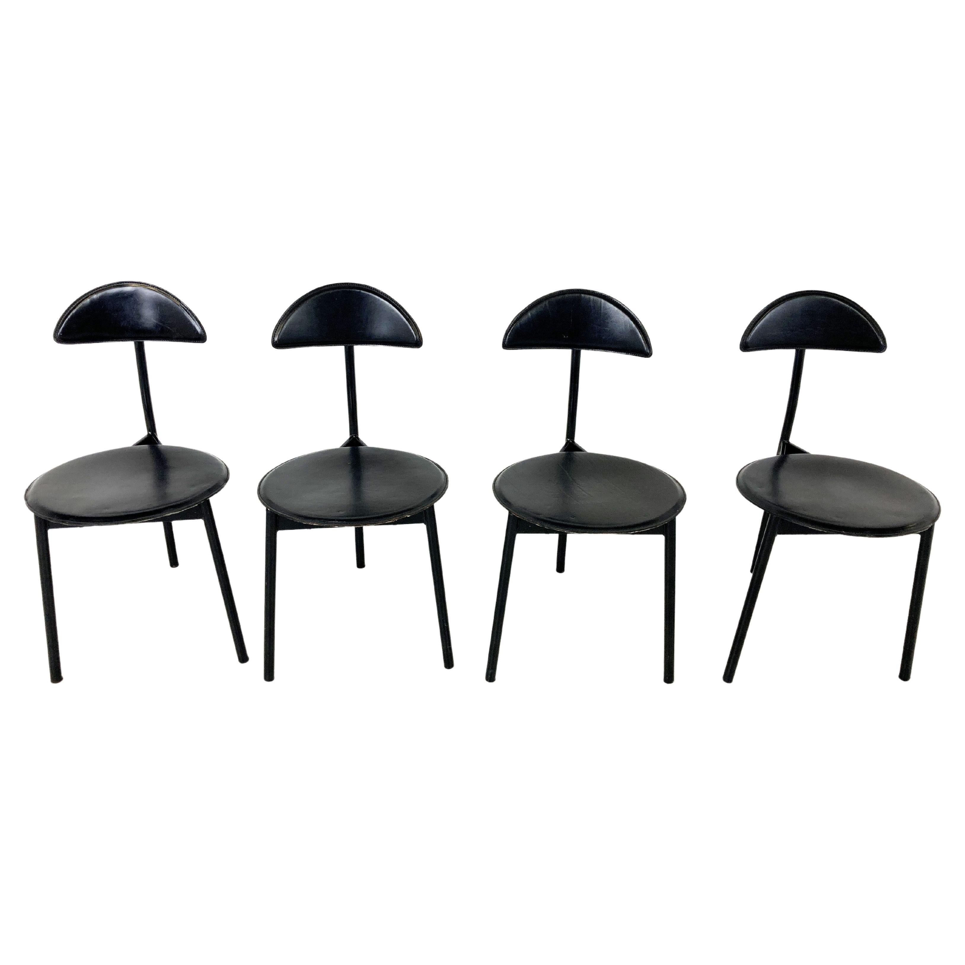 Set of 4 Post Modern Dining Chairs by Linea Veam, 1980s For Sale