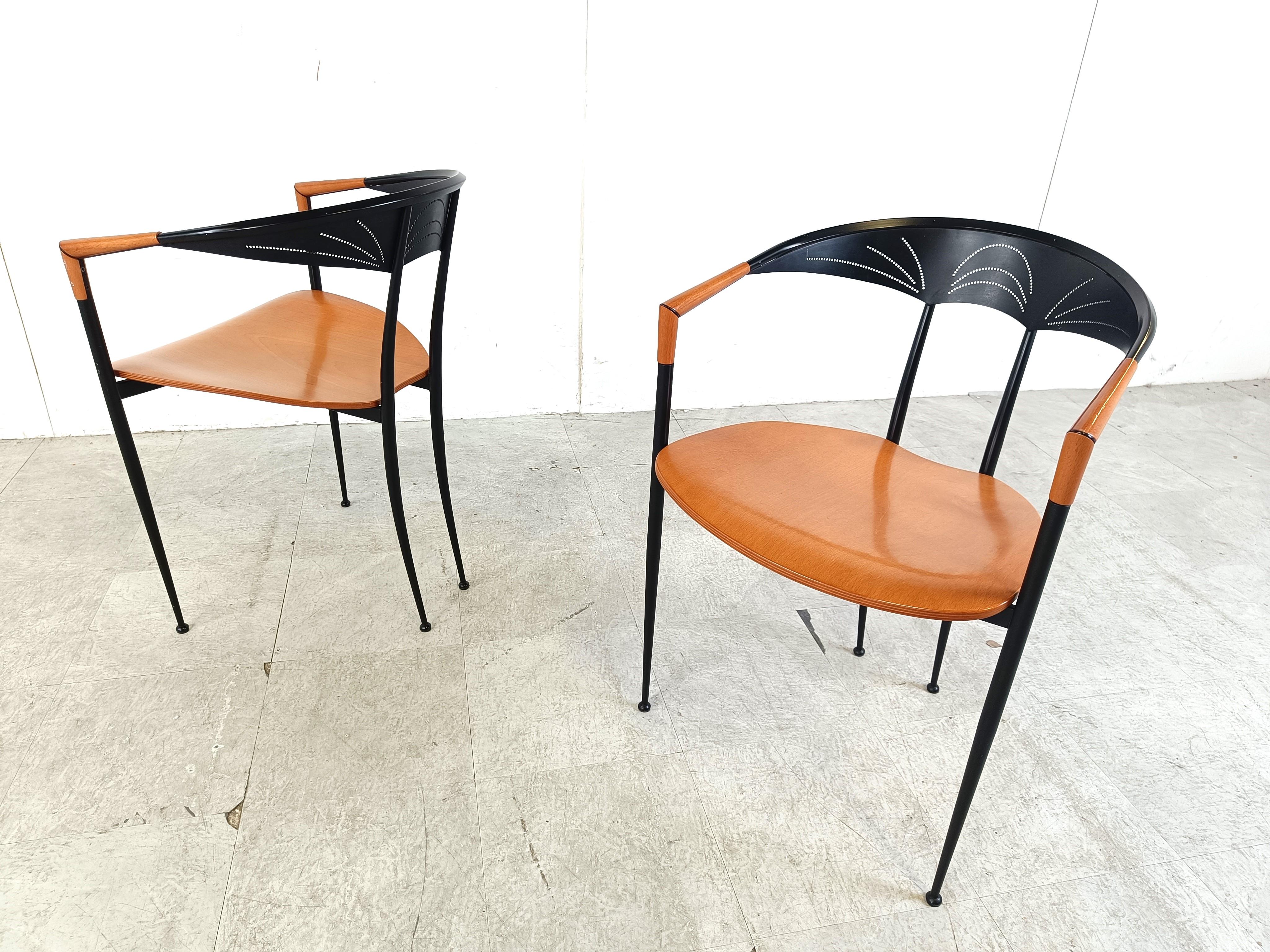 Set of 4 post modern dining chairs by Tetide Italy - 1980s For Sale 3
