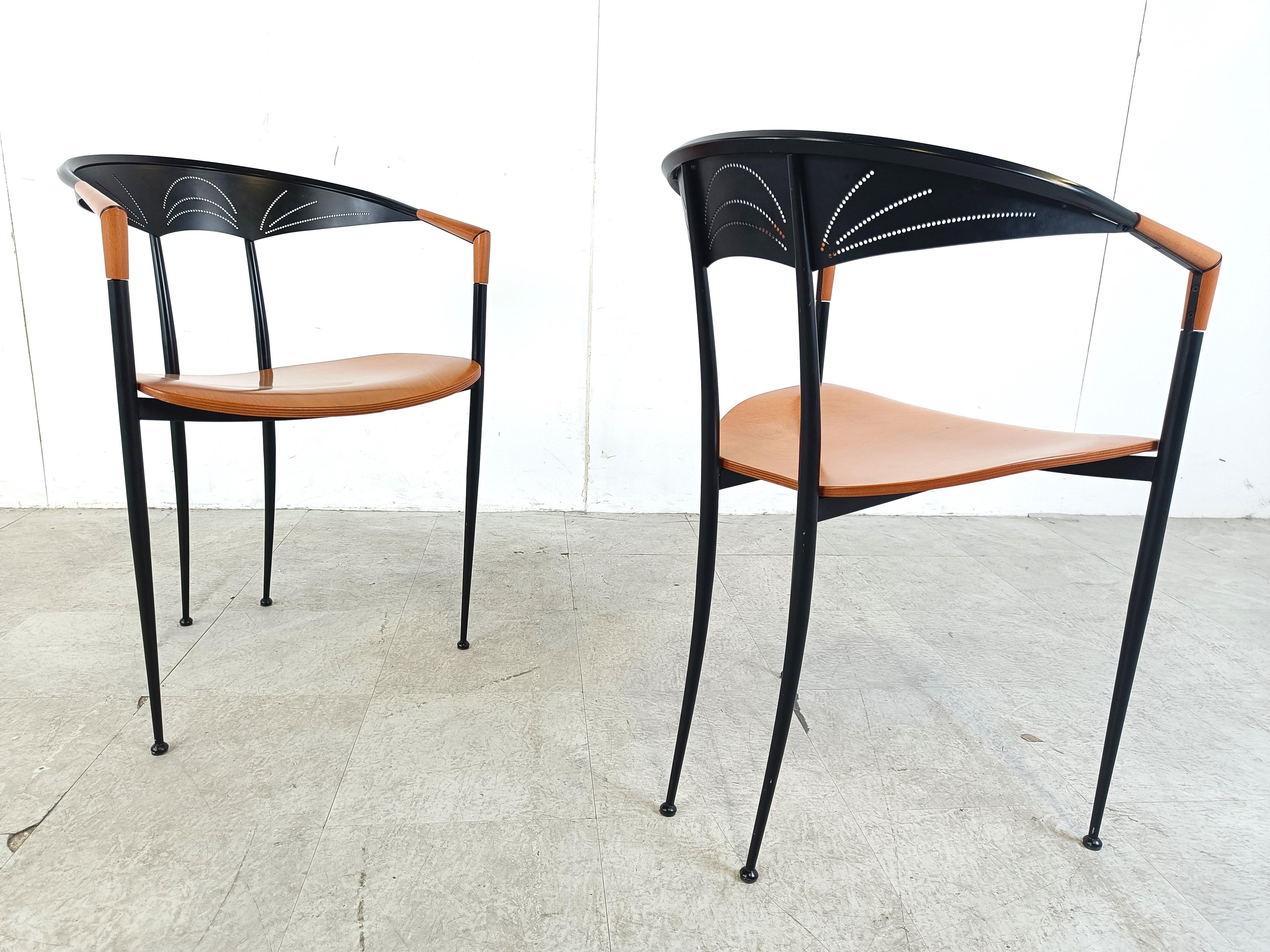 Set of 4 post modern dining chairs by Tetide Italy - 1980s For Sale 4