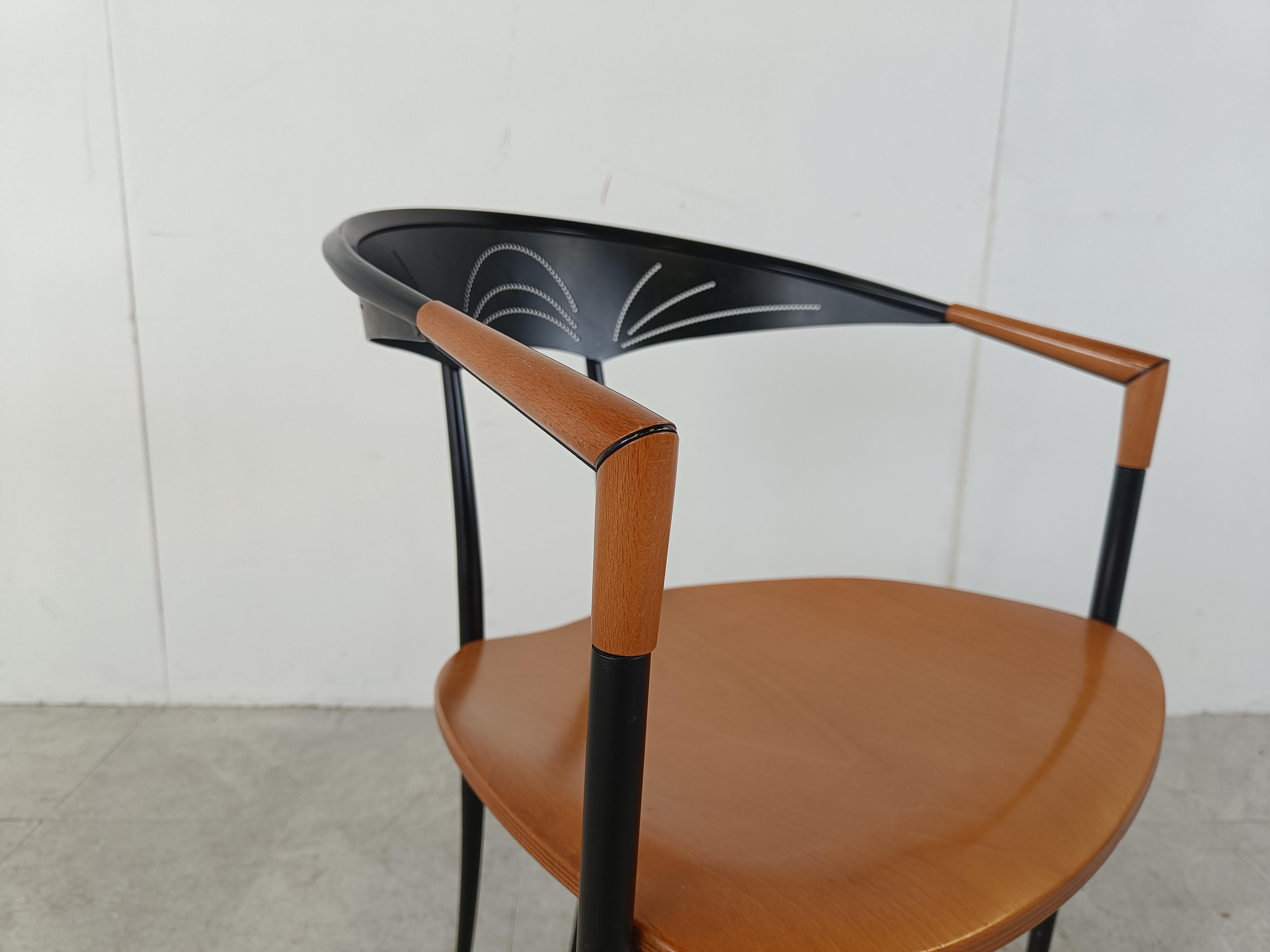 Set of 4 post modern dining chairs by Tetide Italy - 1980s For Sale 5
