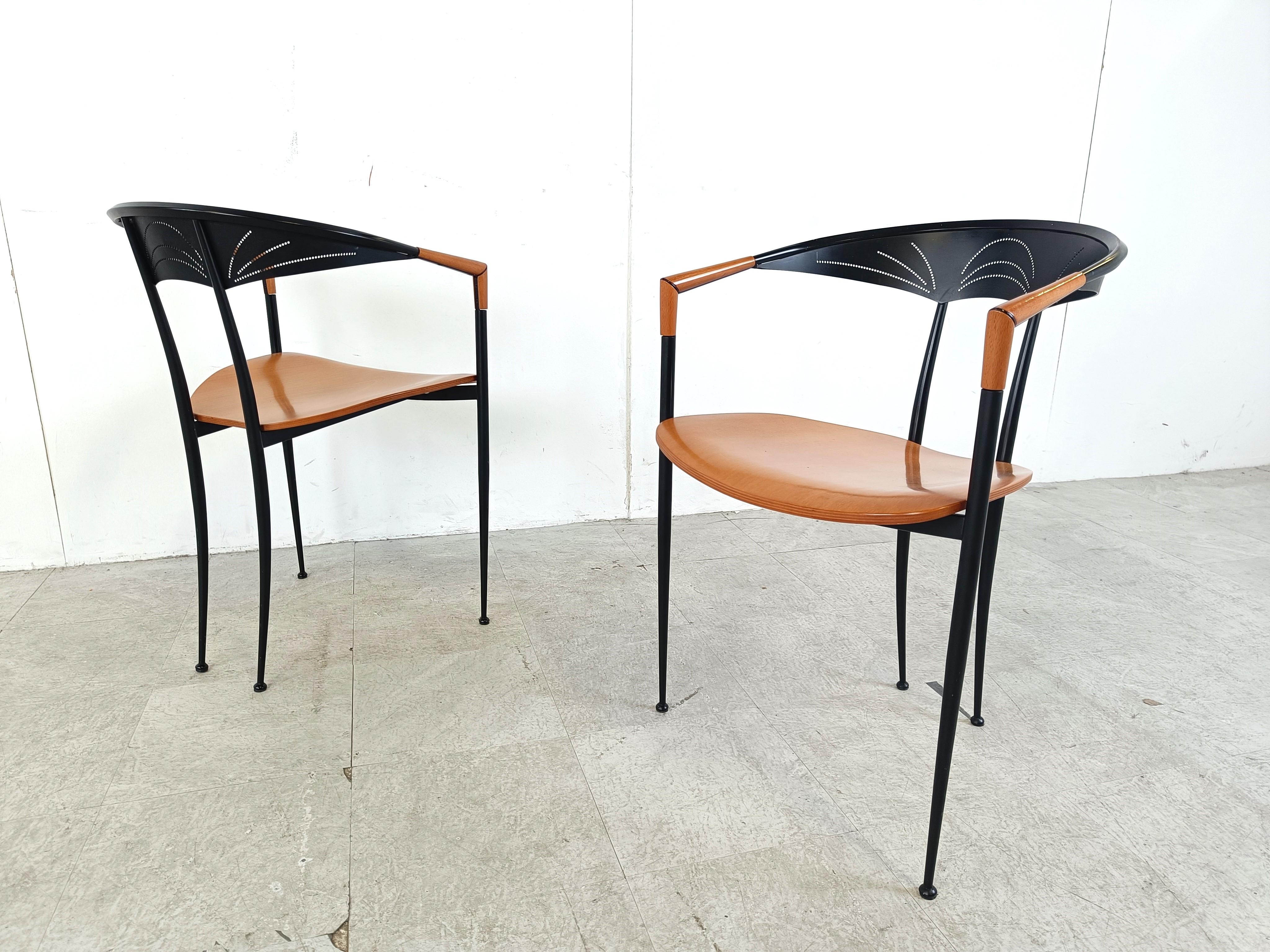 Set of 4 post modern dining chairs by Tetide Italy - 1980s For Sale 2