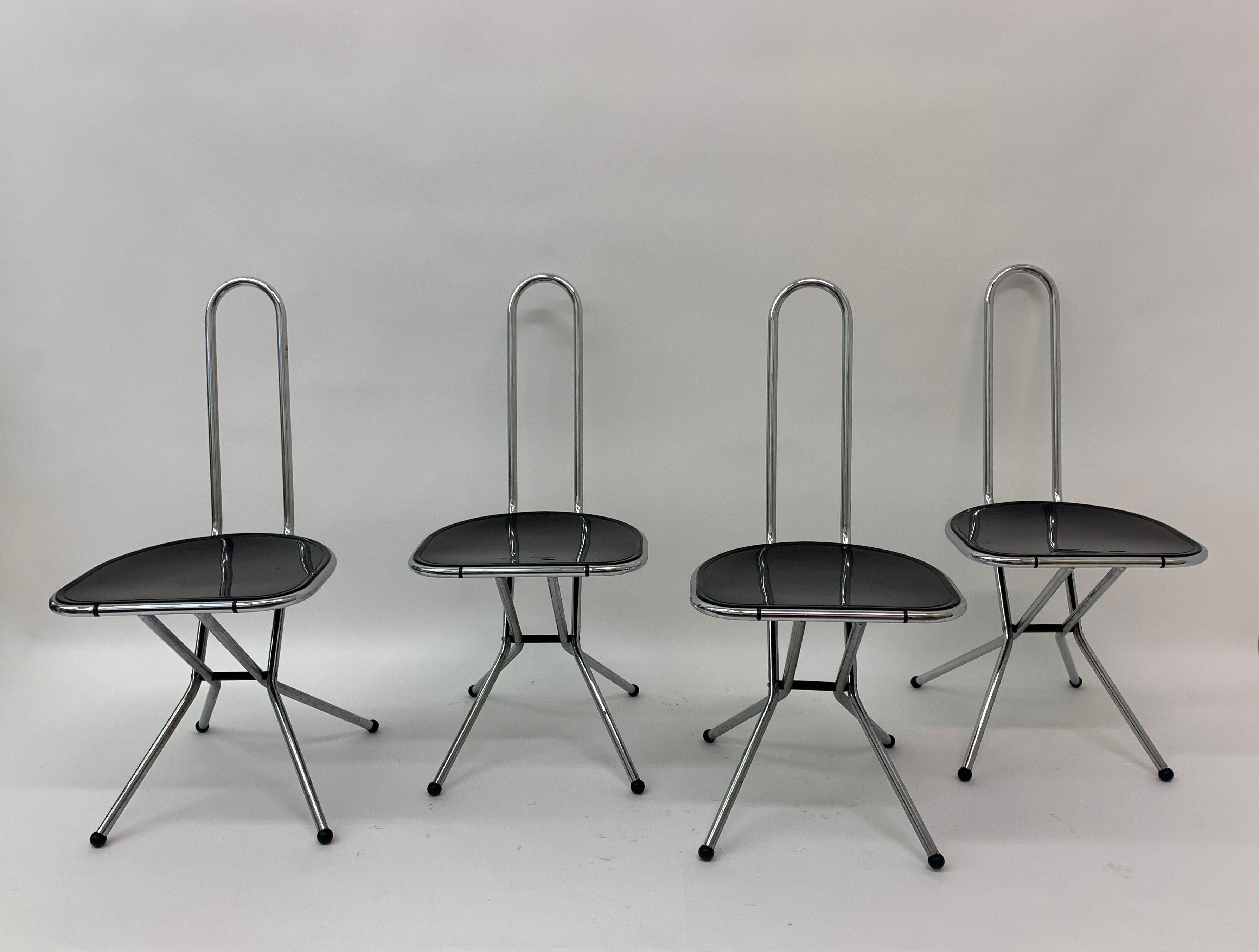 Metallo Set di 4 sedie pieghevoli post-moderne di Niels Gammelgaard per Ikea , anni '80 in vendita