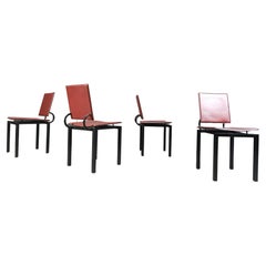 Set of 4 Post modern italian dining chairs, 1980s