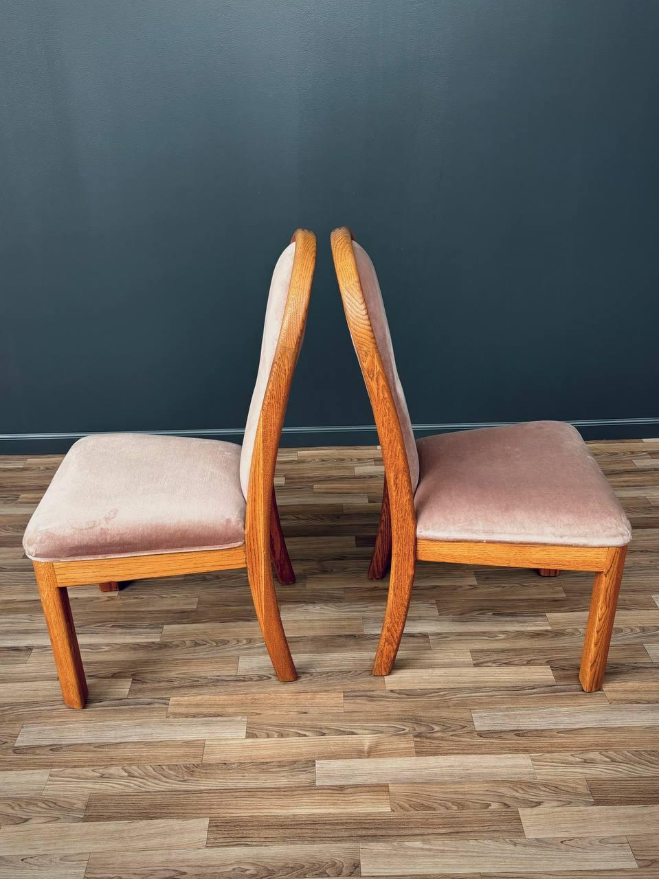 Mid-20th Century Set of 4 Post Modern Oak Dining Chairs For Sale