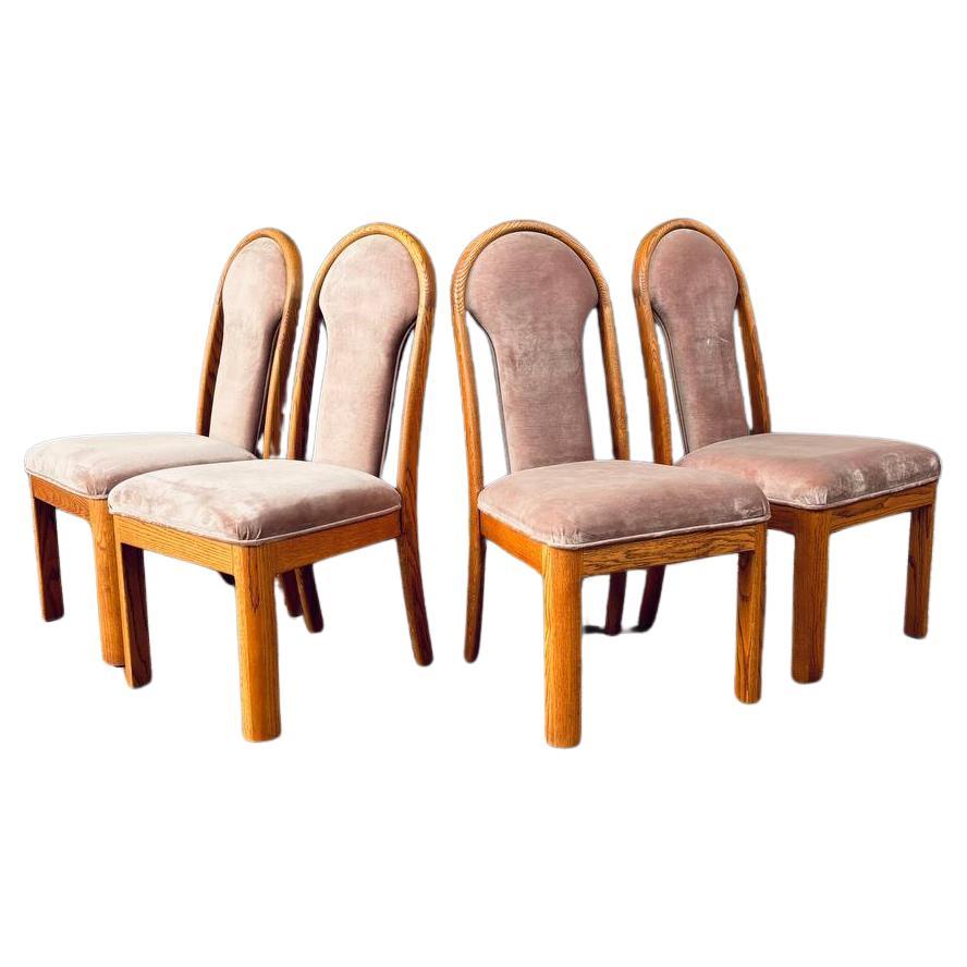 Set of 4 Post Modern Oak Dining Chairs