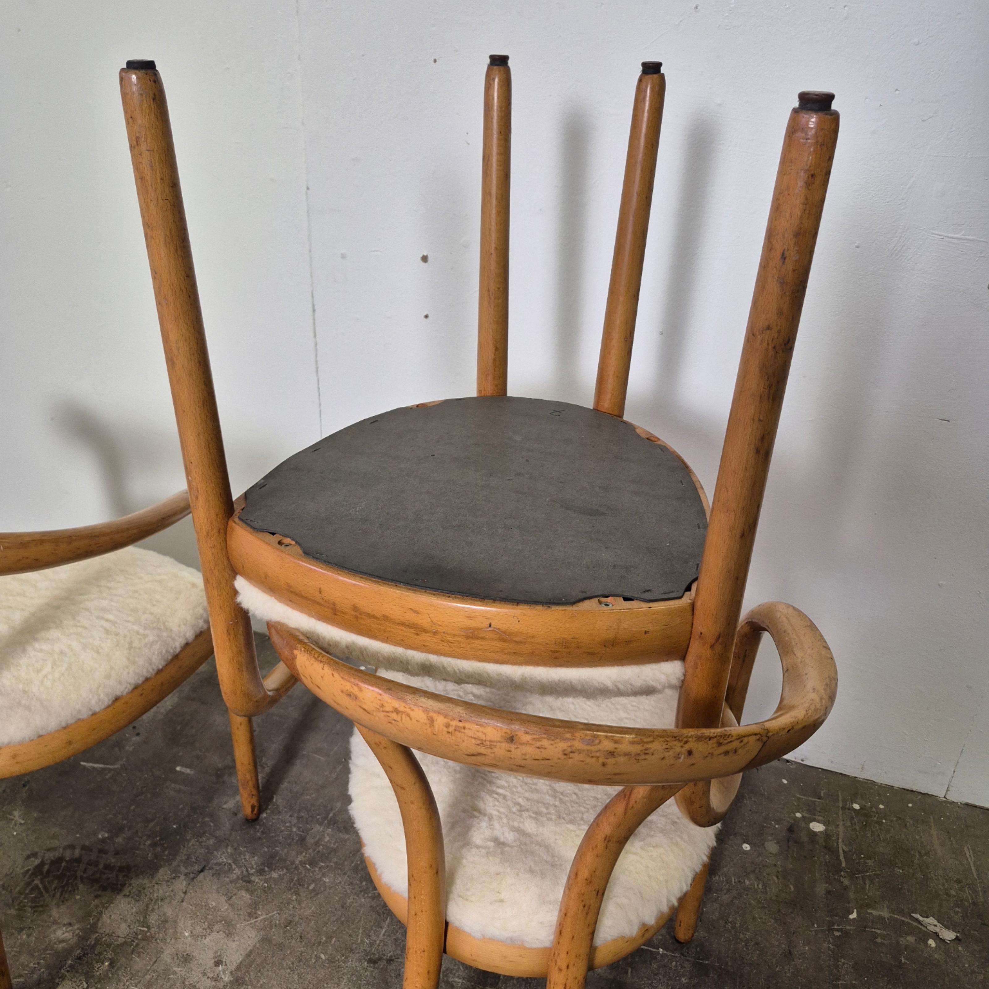 Set di 4 sedie postmoderne in legno e lana, Italia anni '70 in vendita 5