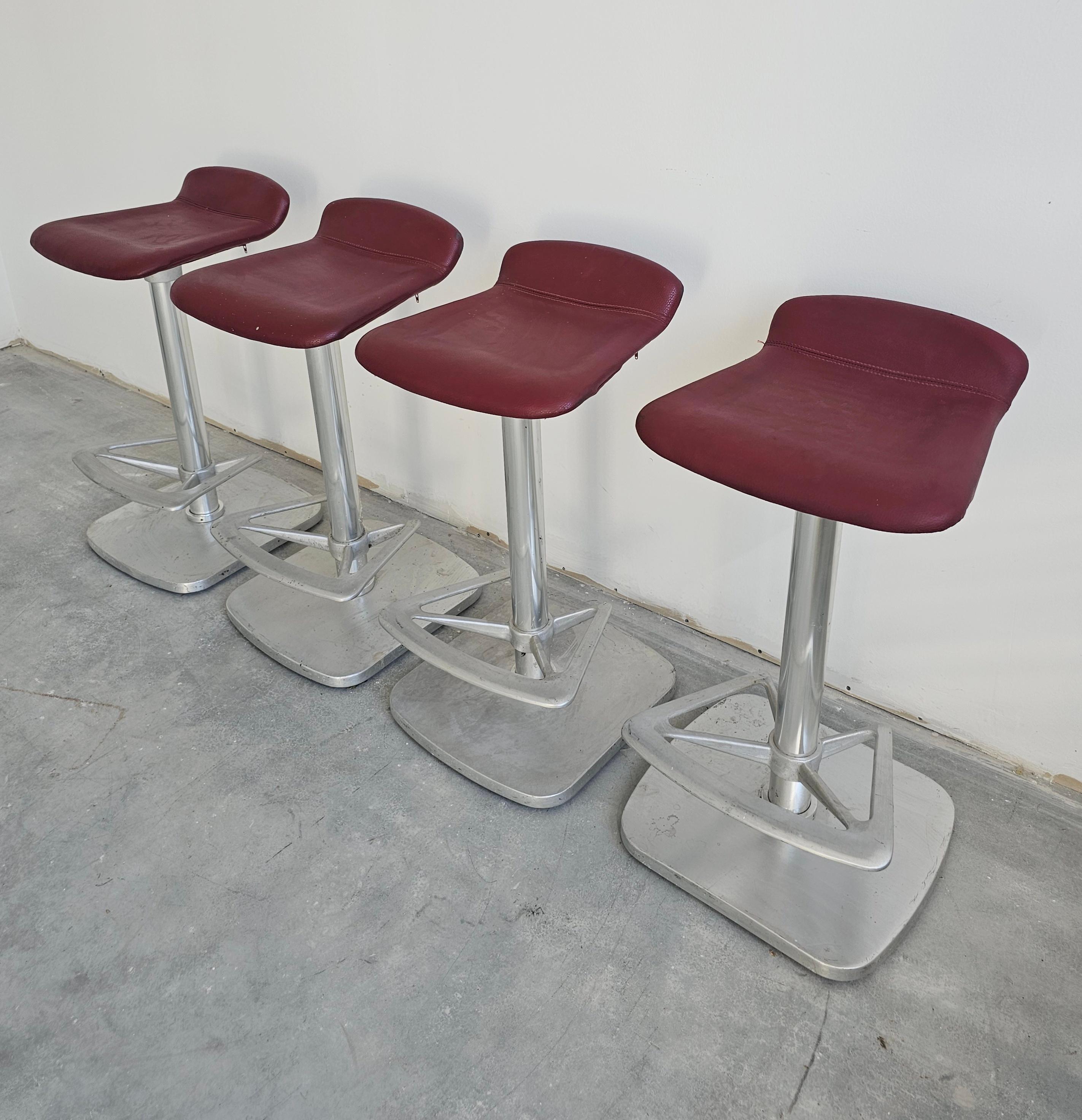 Set of 4 Postmodern Bar Stools by Indecasa designed by Joan Casas, Spain 1980s For Sale 1