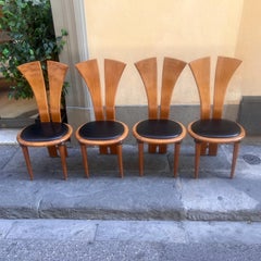 Set of 4 Postmodern Bentwood Sculptural Dining Chairs 1980s