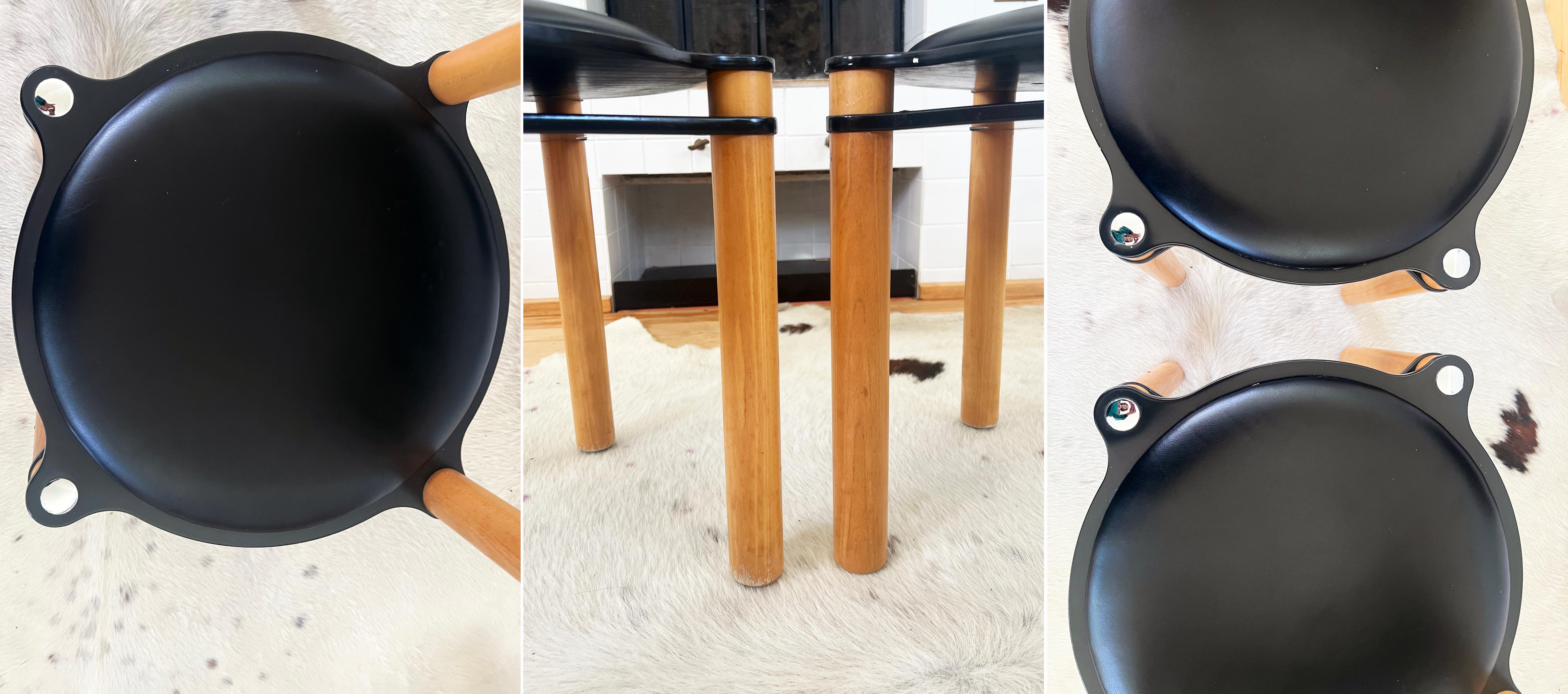 Set of 4 Postmodern Black and Wood Chairs by Kurt Thut for Dietiker, 1980s For Sale 1