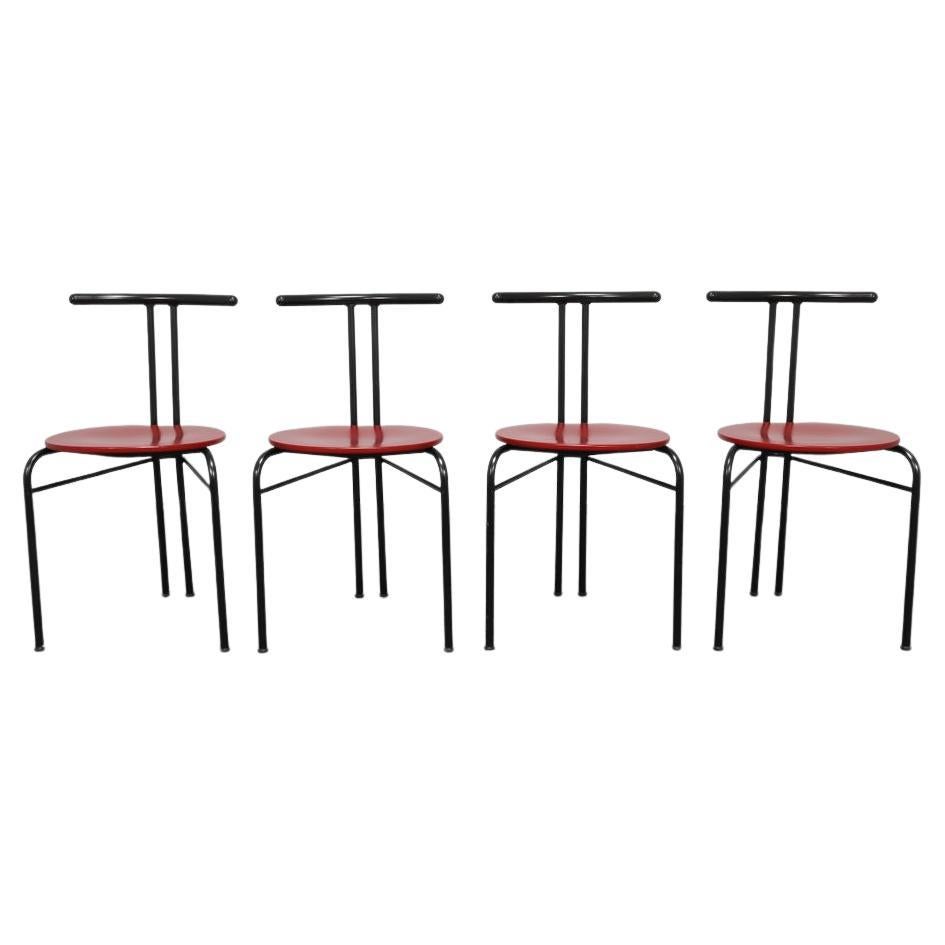 Set of 4 Postmodern Dining Chairs, 1980s