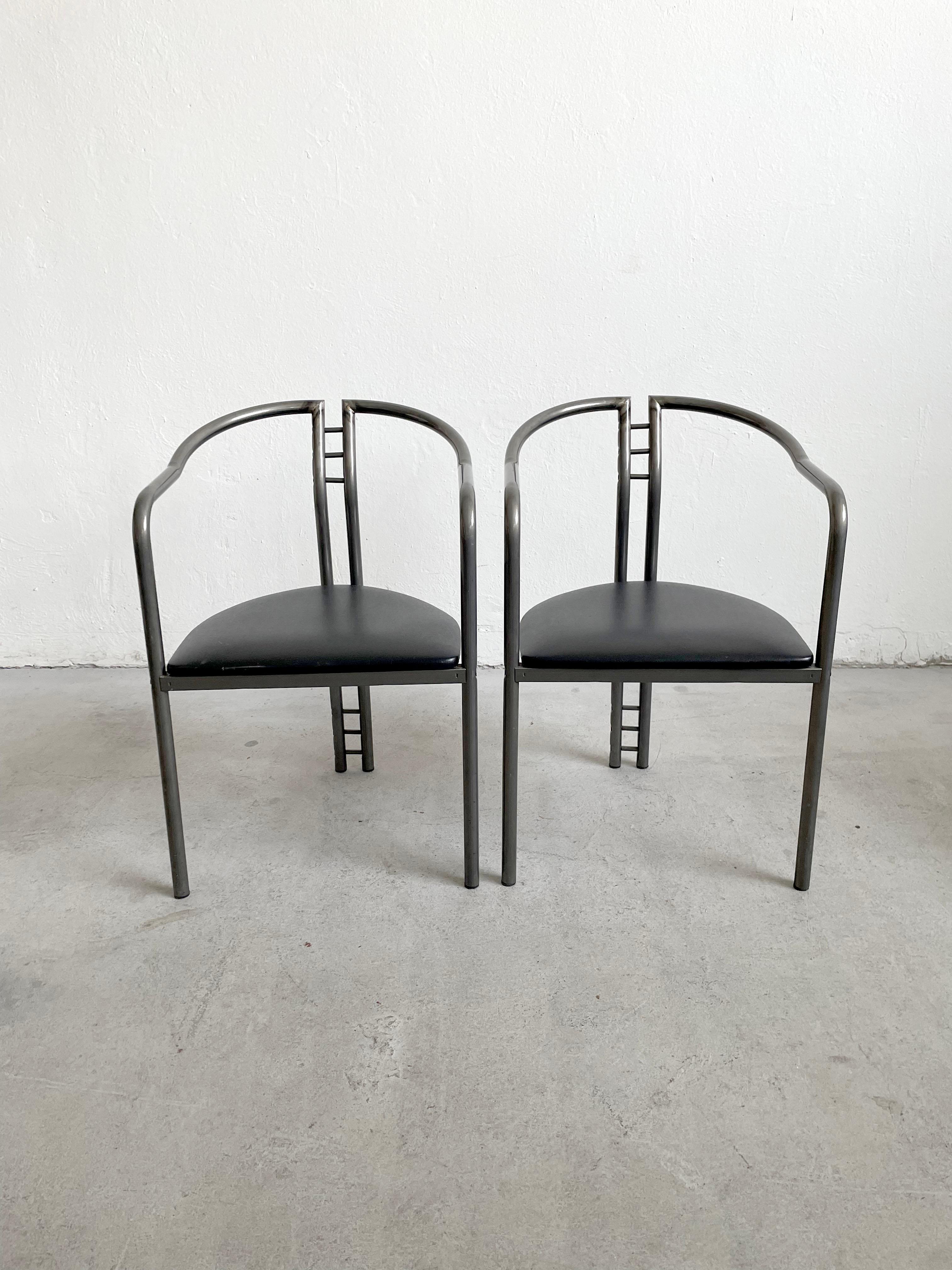 Set of 4 Postmodern Dining Chairs, Belgium 1980's For Sale 2