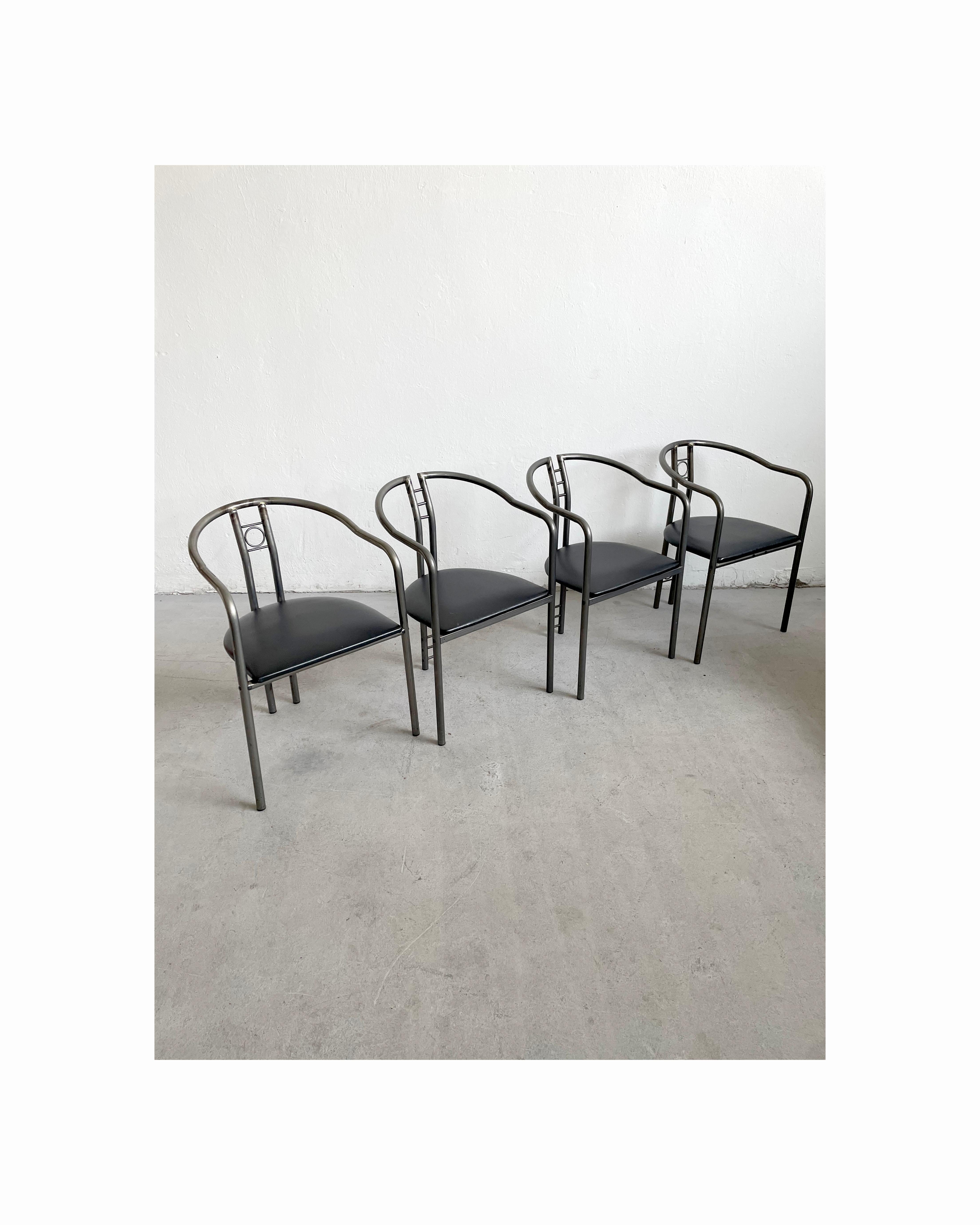 Set of 4 Postmodern Dining Chairs, Belgium 1980's For Sale 3