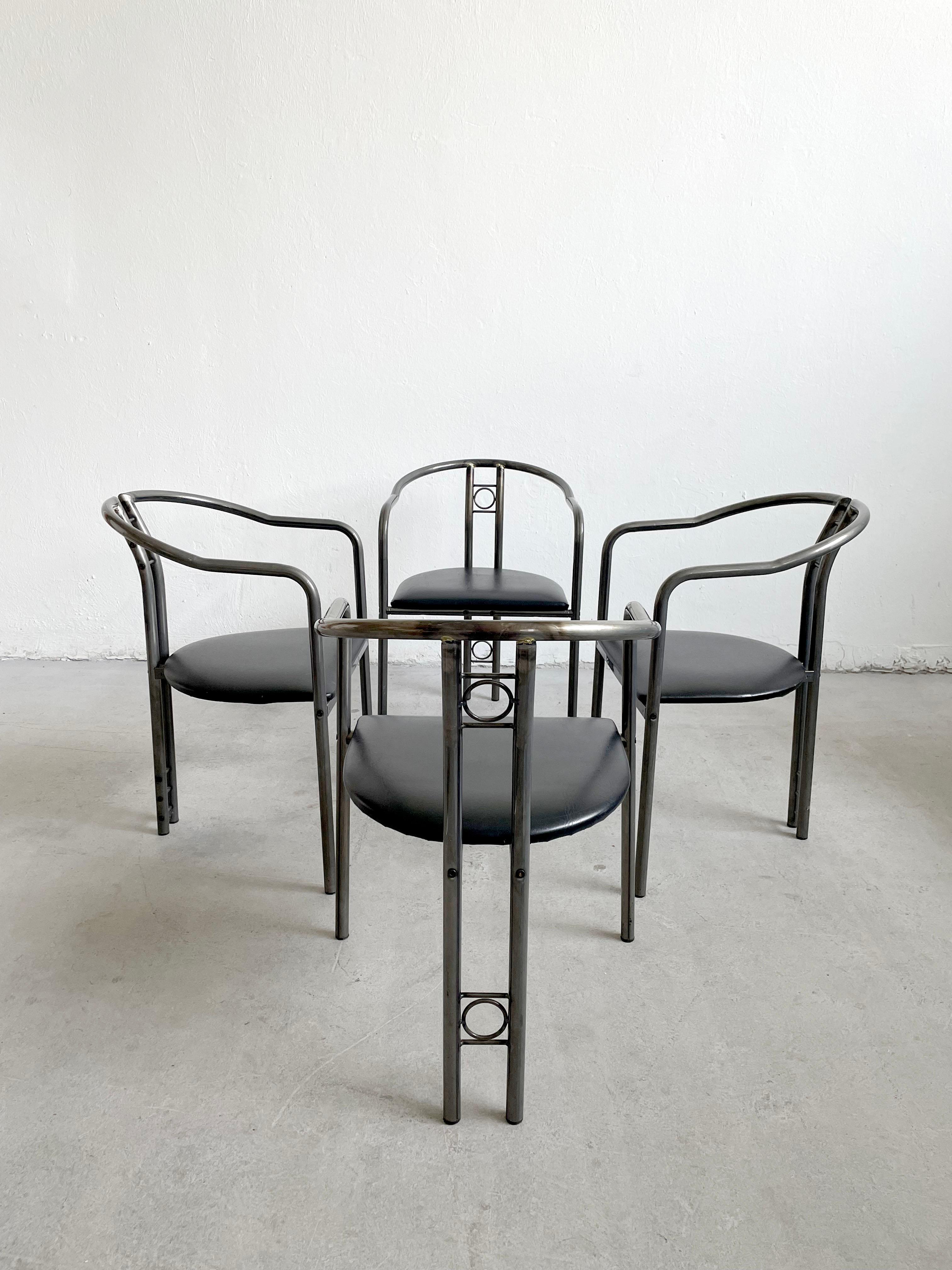 Set of 4 Postmodern Dining Chairs, Belgium 1980's For Sale 4