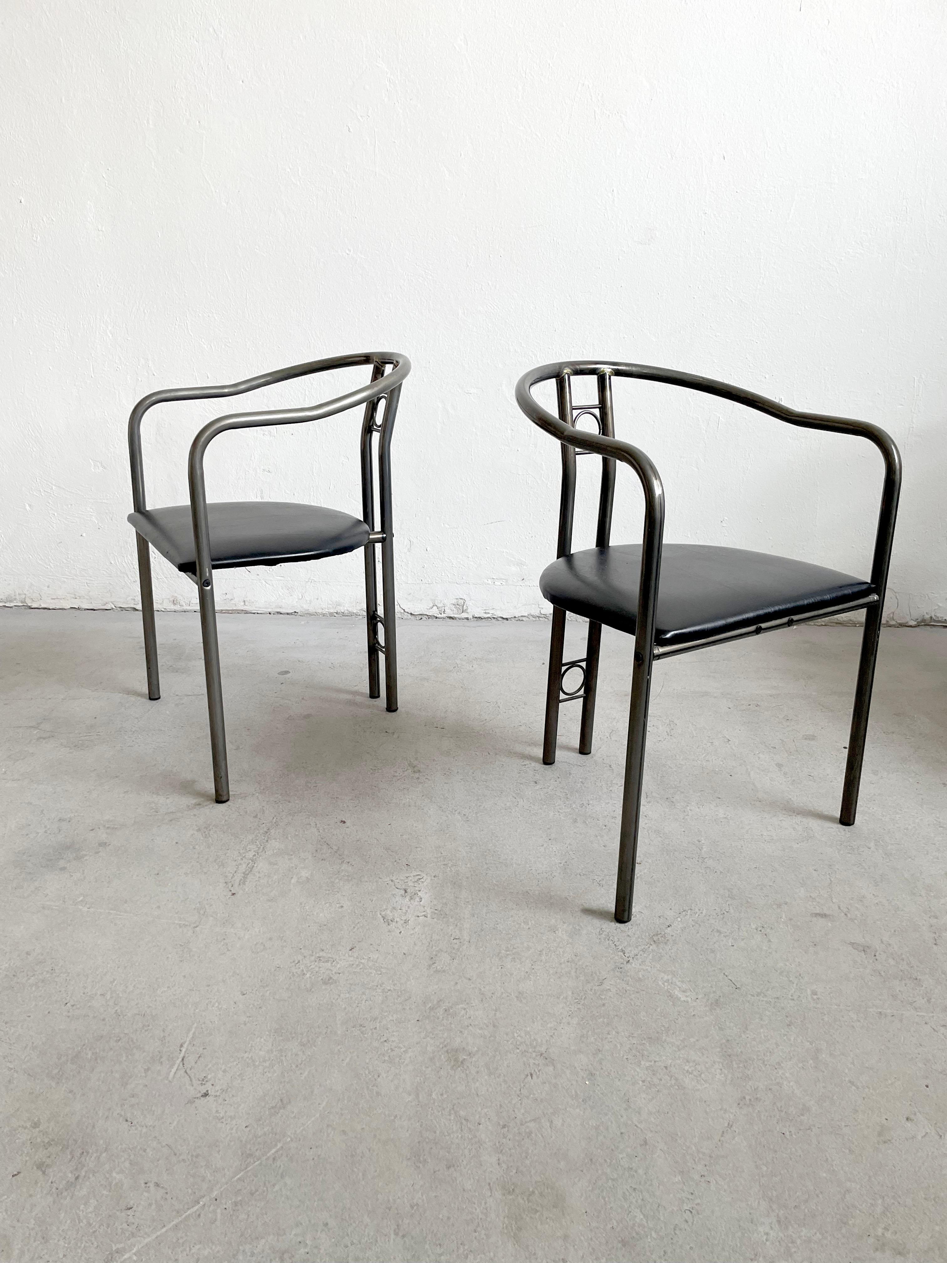 Belgian Set of 4 Postmodern Dining Chairs, Belgium 1980's For Sale