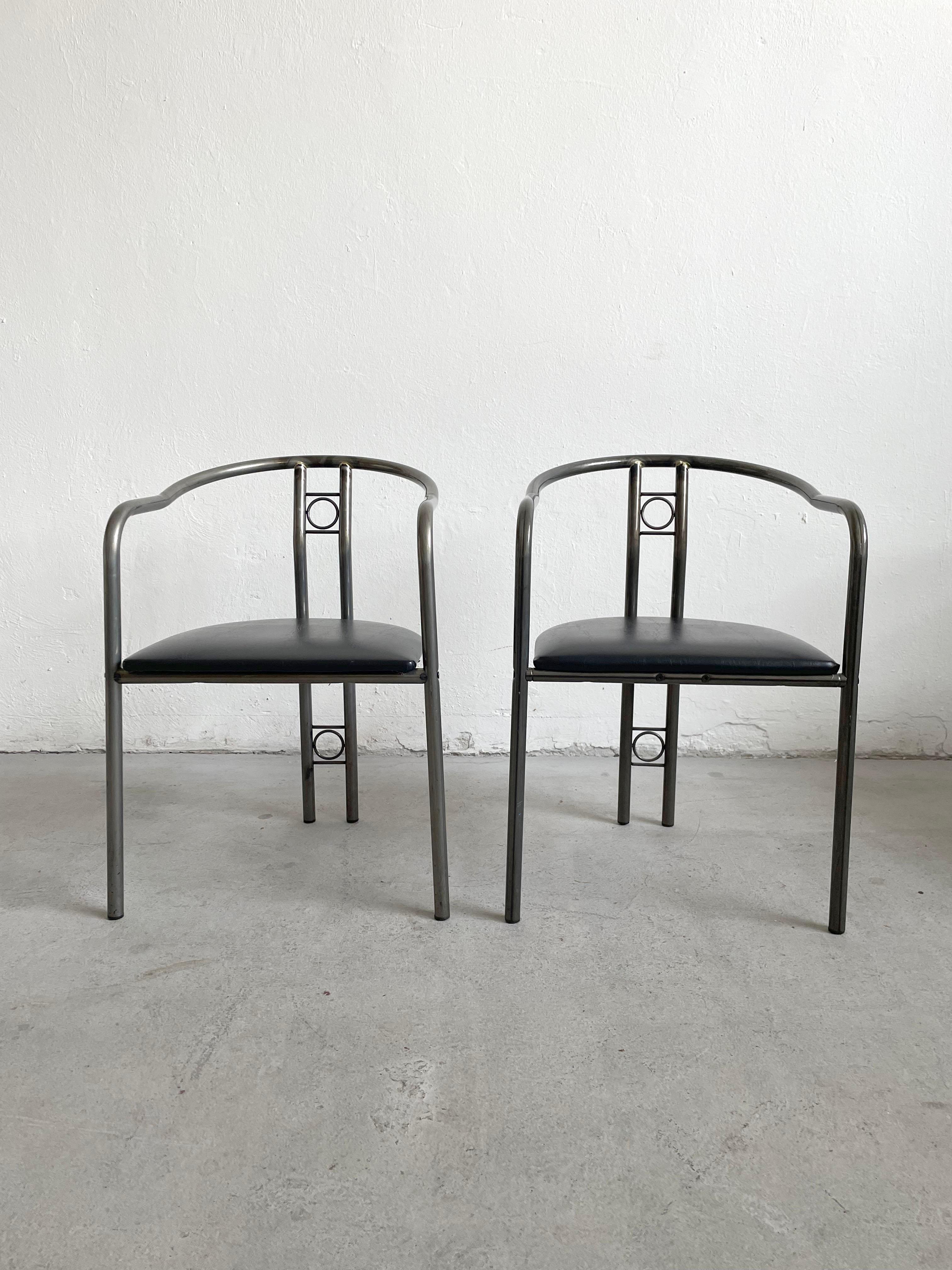 Late 20th Century Set of 4 Postmodern Dining Chairs, Belgium 1980's For Sale