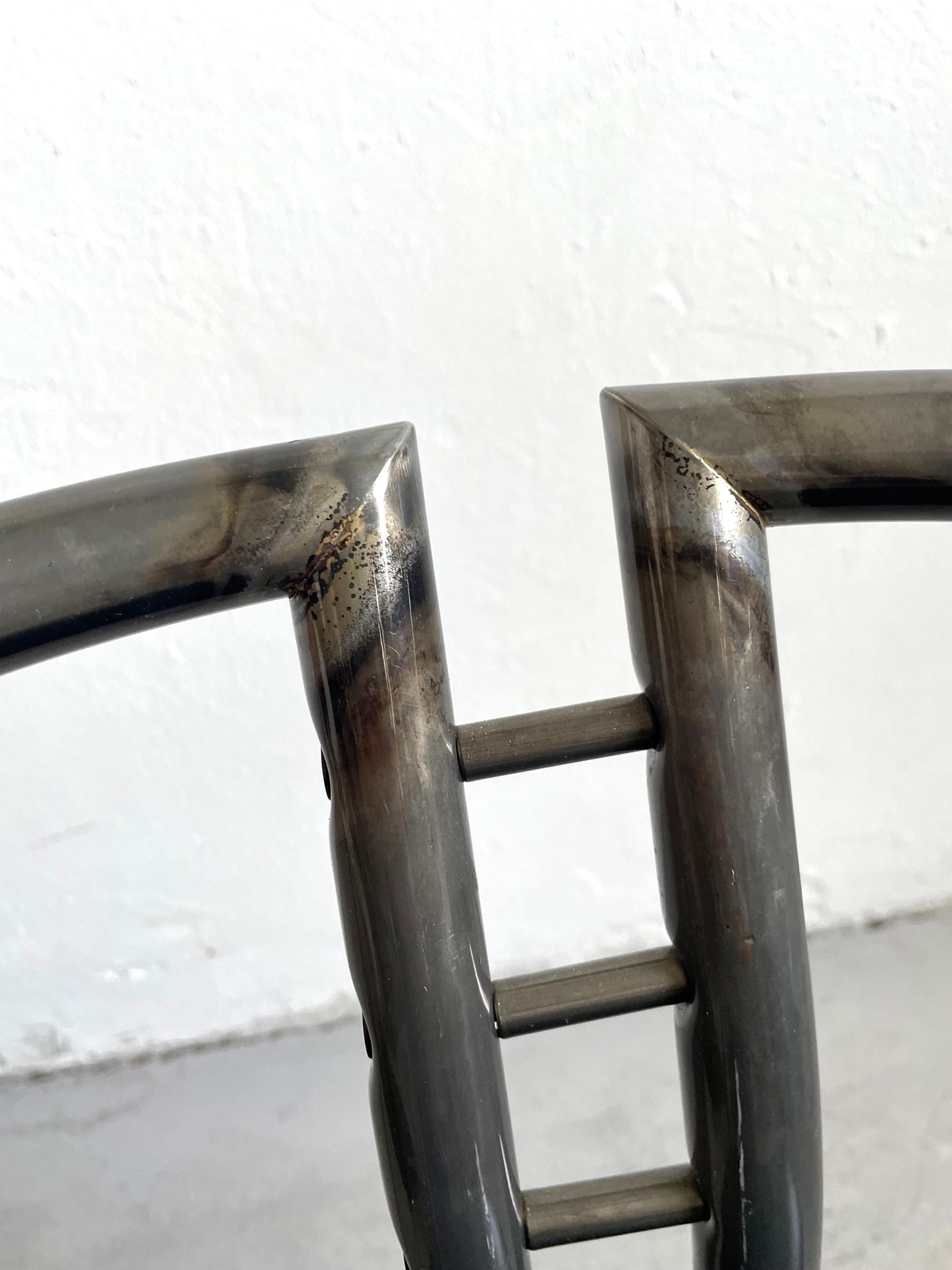 Metal Set of 4 Postmodern Dining Chairs, Belgium 1980's For Sale