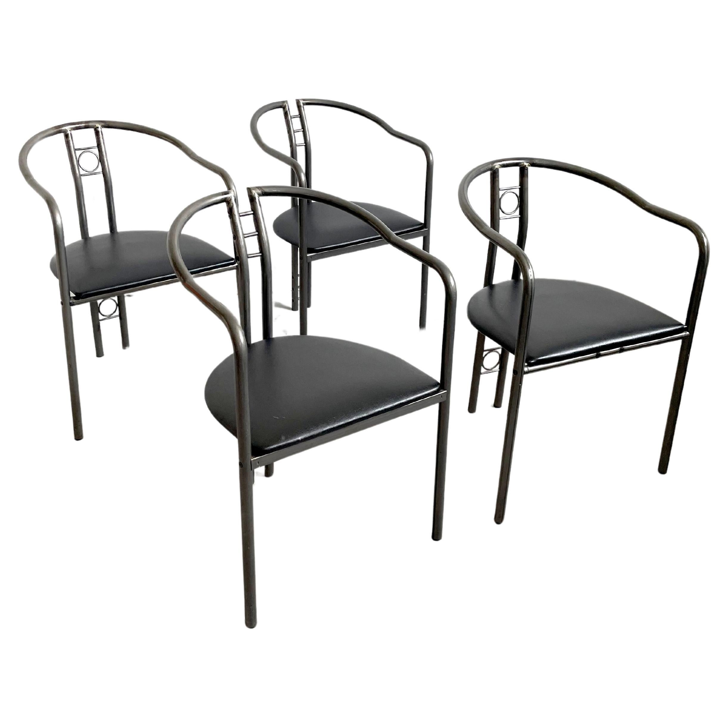 Ensemble de 4 chaises de salle à manger postmodernes, Belgique, années 1980 en vente