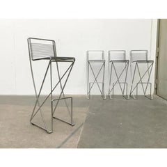 Set of 4 Postmodern German Kreuzschwinger Bar Stools by Till Behrens, 1980s
