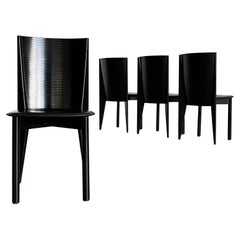 Set of 4 Postmodern Italian Dining Chairs by Calligaris in Ebonized Bentwood, 80