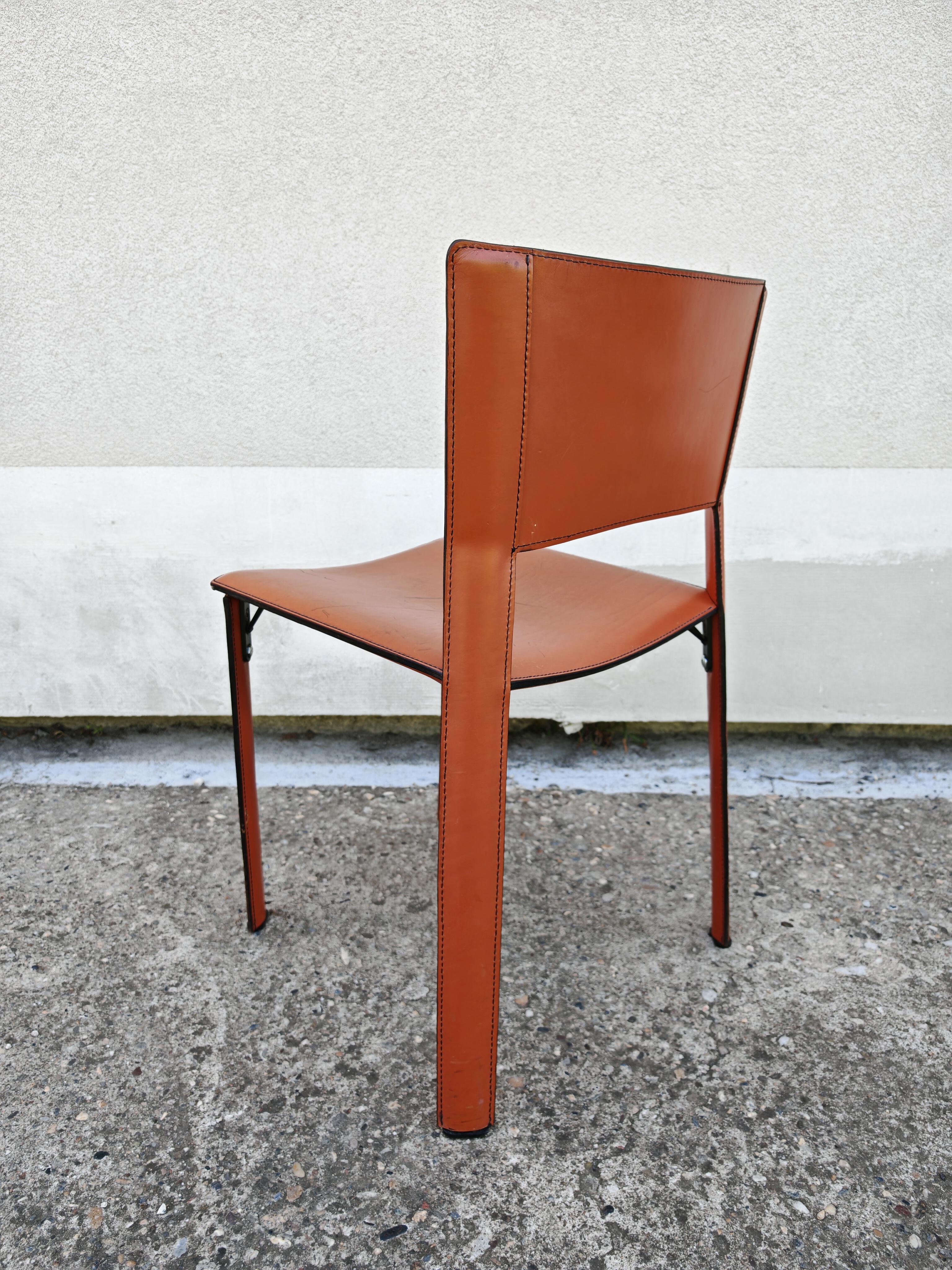 Juego de 4 sillas de cuero postmodernas S-91 de Giancarlo Vegni para Fasem, Italia 1984 en venta 3