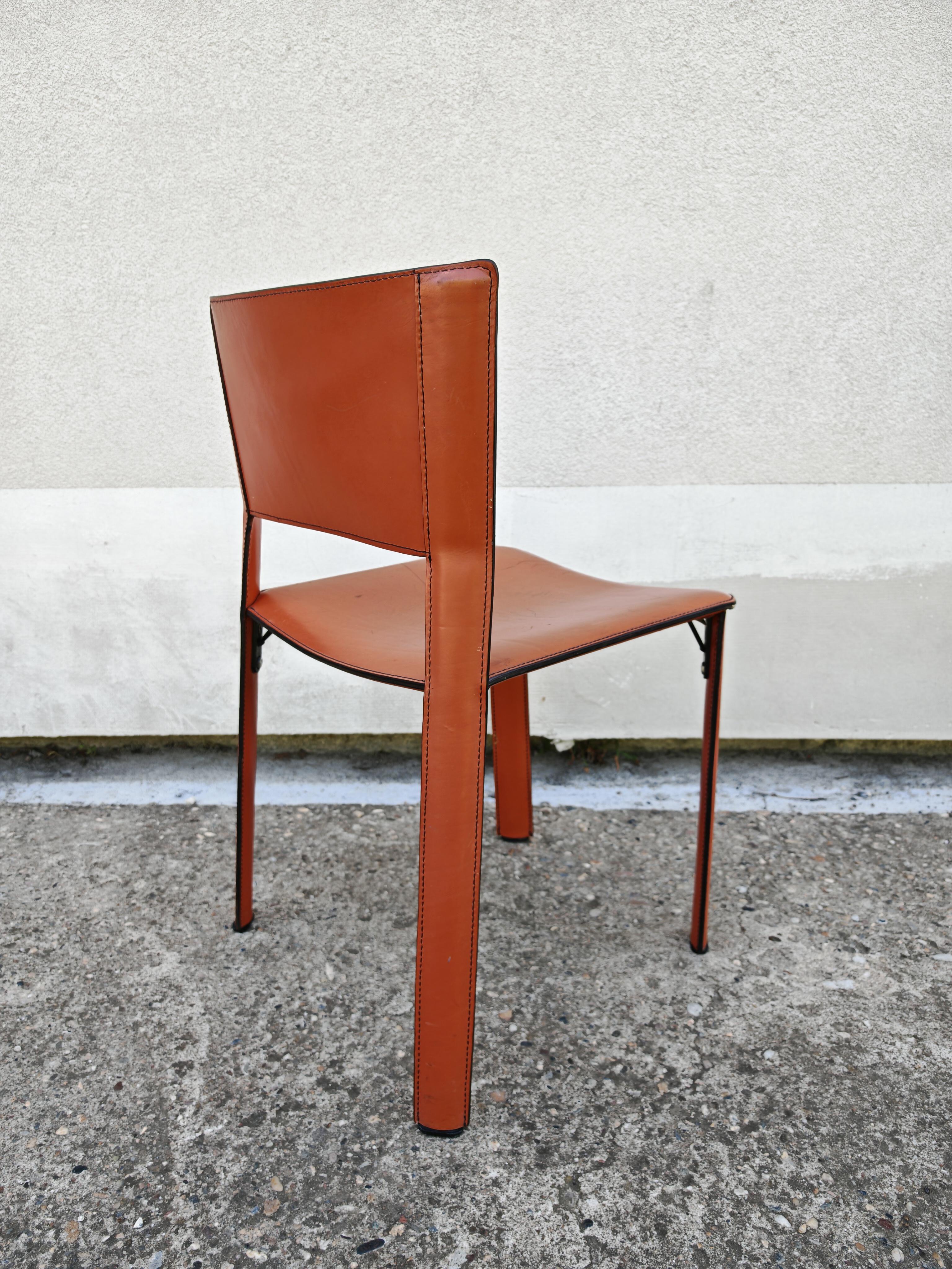 Juego de 4 sillas de cuero postmodernas S-91 de Giancarlo Vegni para Fasem, Italia 1984 en venta 1