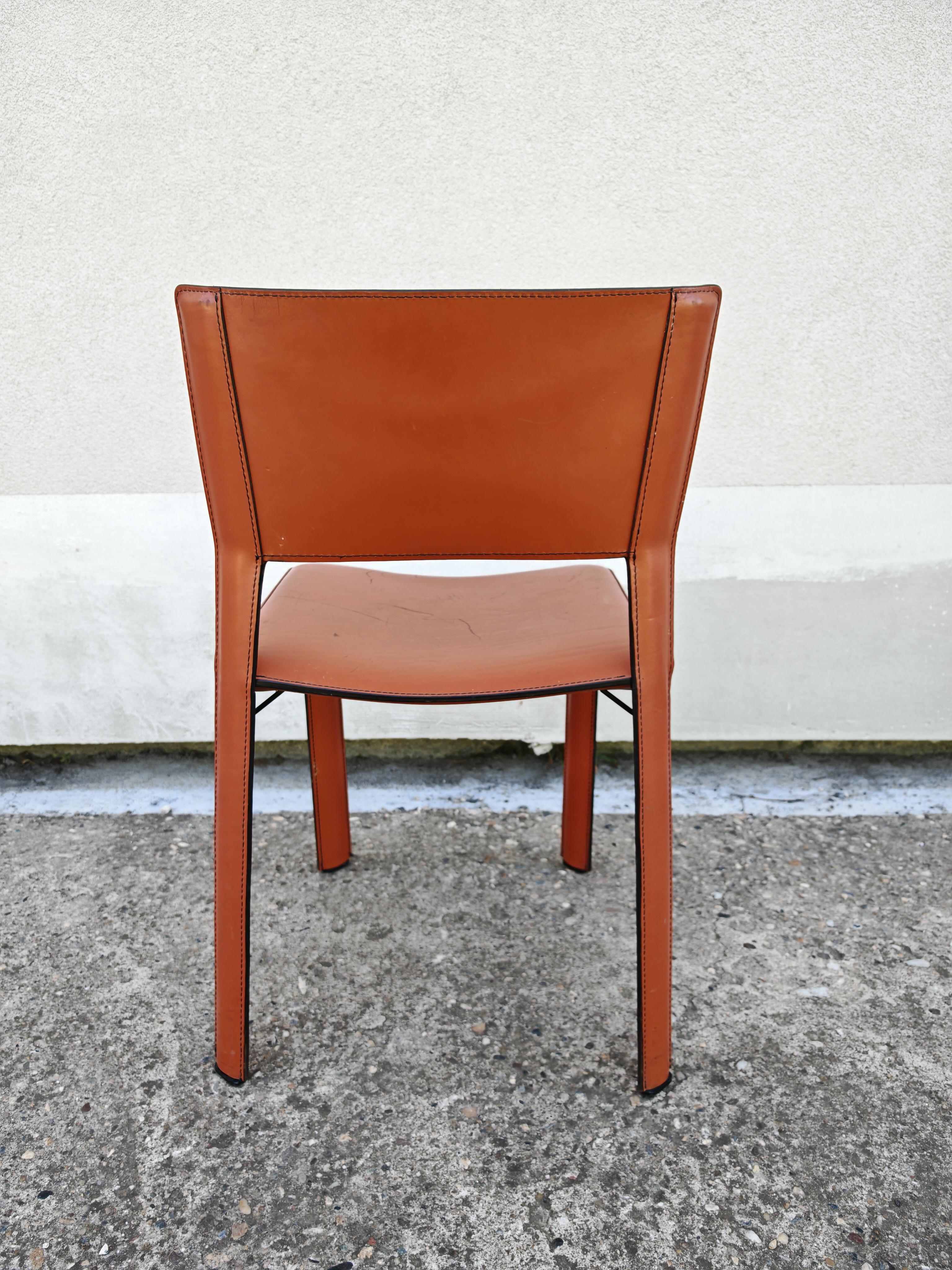 Juego de 4 sillas de cuero postmodernas S-91 de Giancarlo Vegni para Fasem, Italia 1984 en venta 2