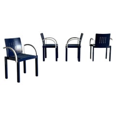 Retro Set of 4 Postmodern Memphis Era Thonet Vienna Stackable Dining Chairs, 90s