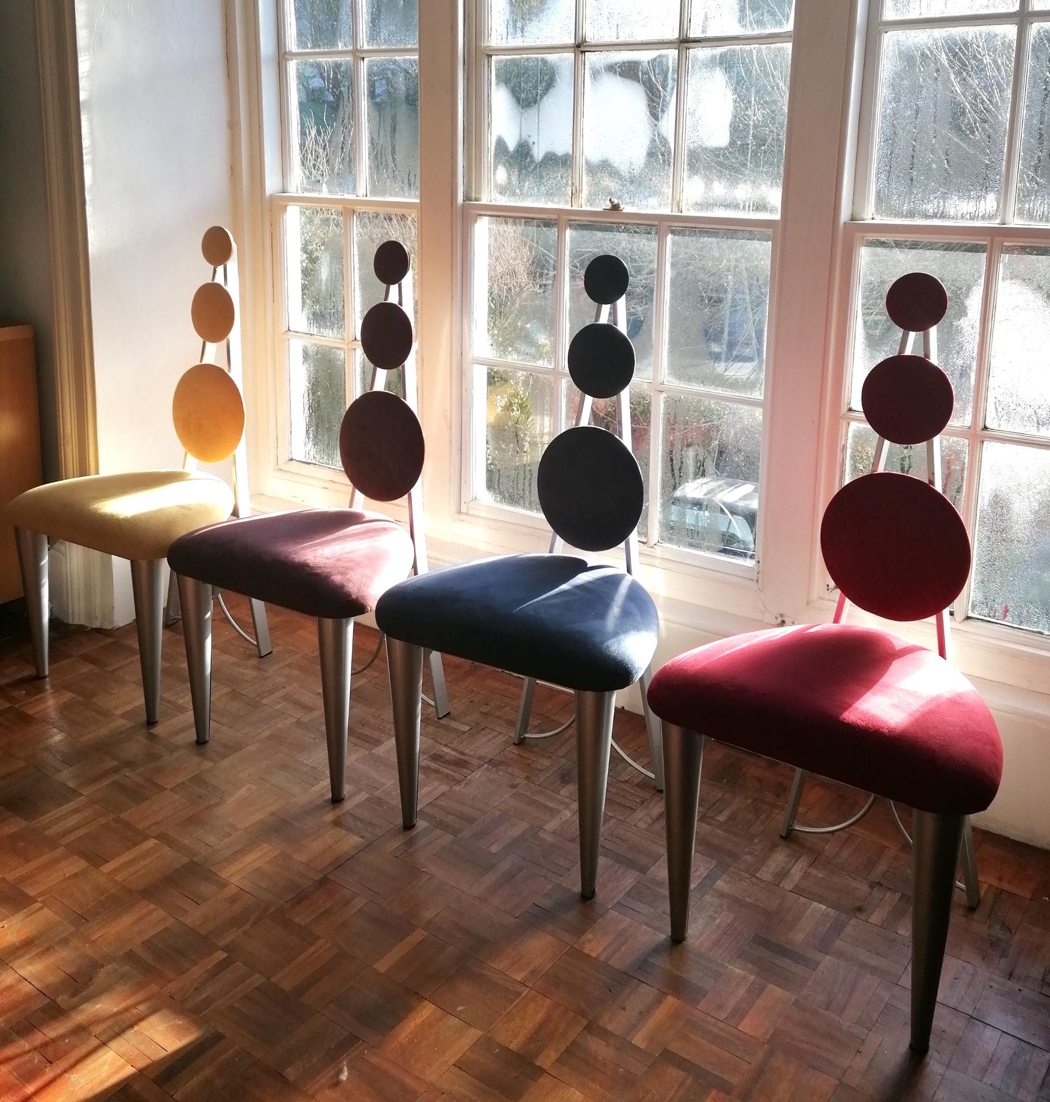 Post-Modern Set of 4 Postmodern Memphis Style Dining Chairs by Benjamin Le, Axis, USA, 1990s