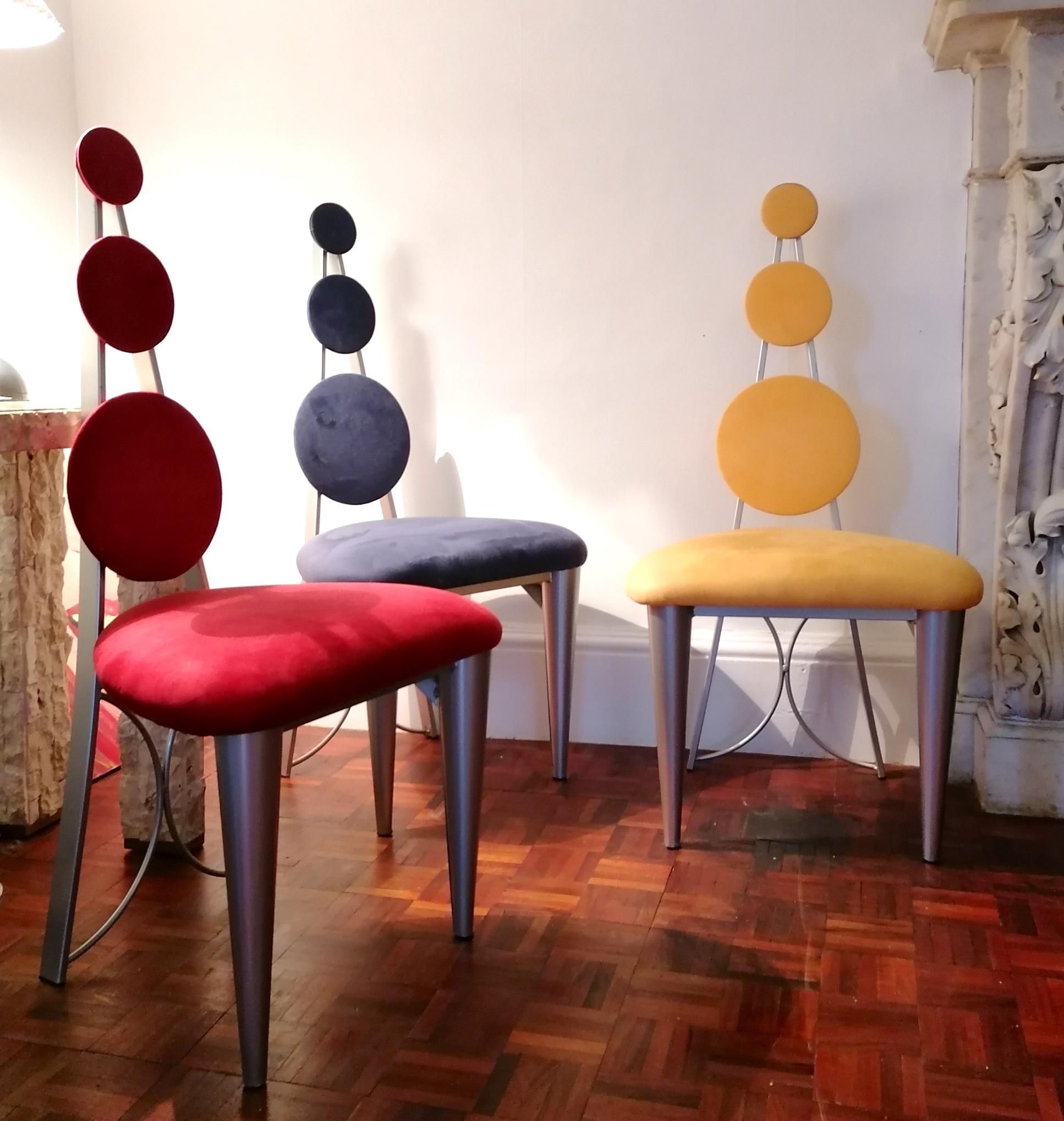 American Set of 4 Postmodern Memphis Style Dining Chairs by Benjamin Le, Axis, USA, 1990s
