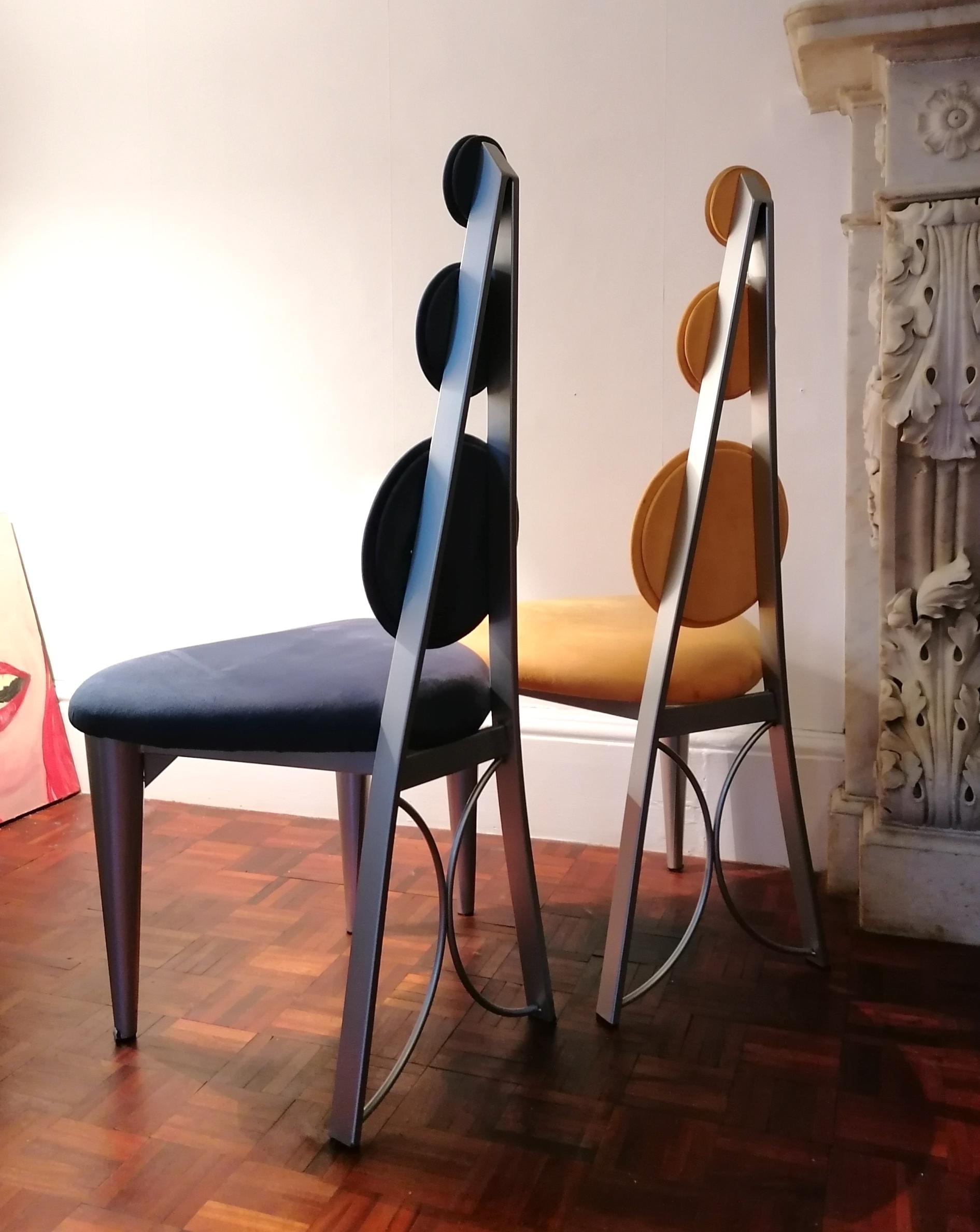 Set of 4 Postmodern Memphis Style Dining Chairs by Benjamin Le, Axis, USA, 1990s In Good Condition In Hastings, GB